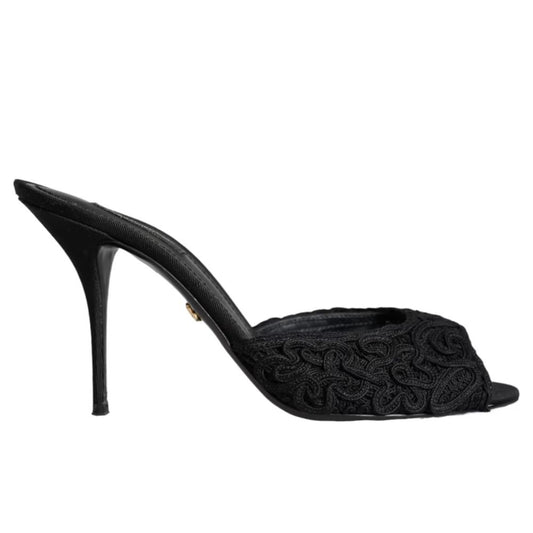 Dolce & Gabbana Black Cotton Sandal