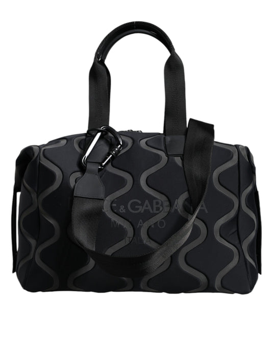 Dolce & Gabbana Black Neoprene Logo Sport Gym Duffel Shoulder Bag