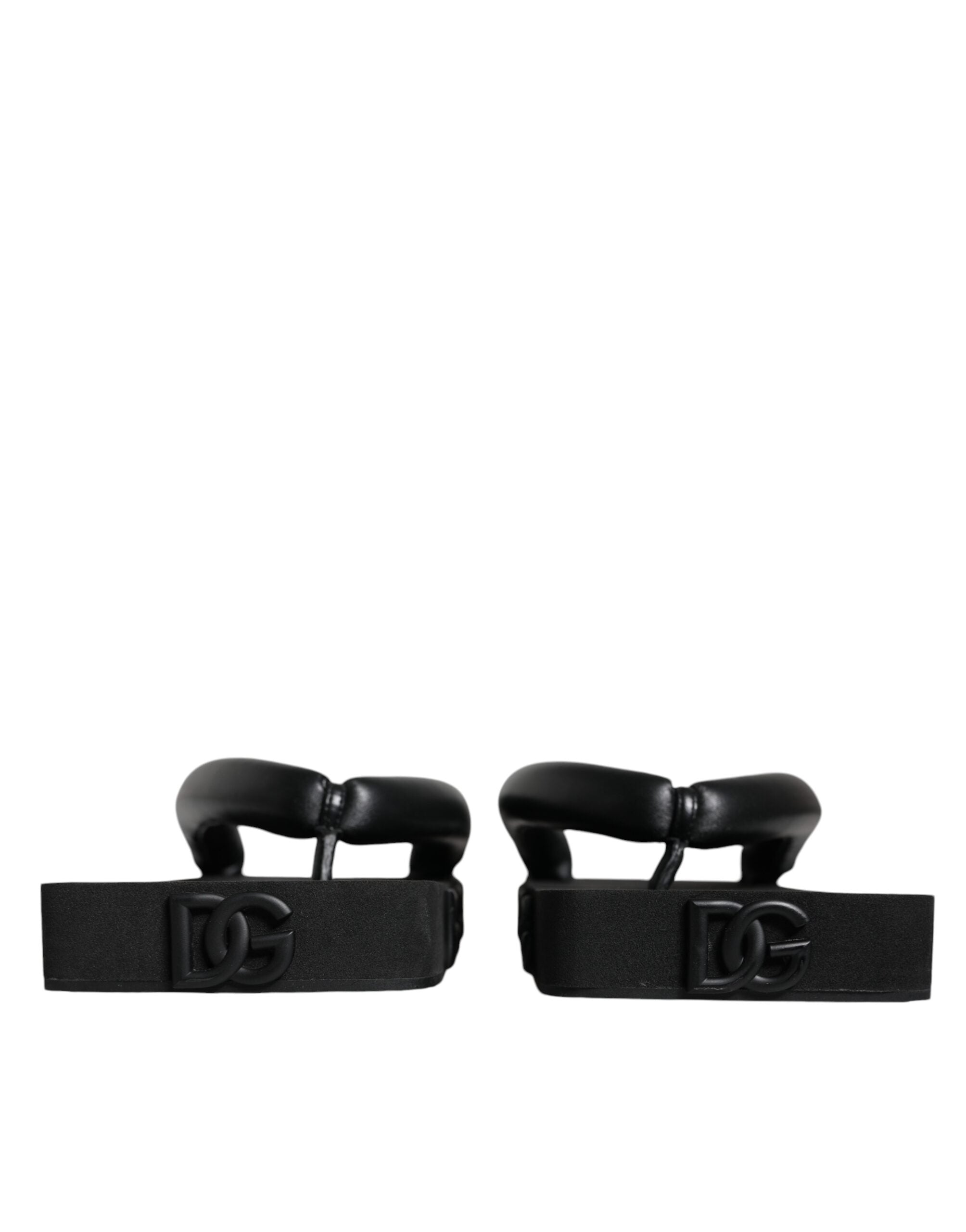 Dolce & Gabbana Black Rubber Flip Flops Slide Sandals Shoes