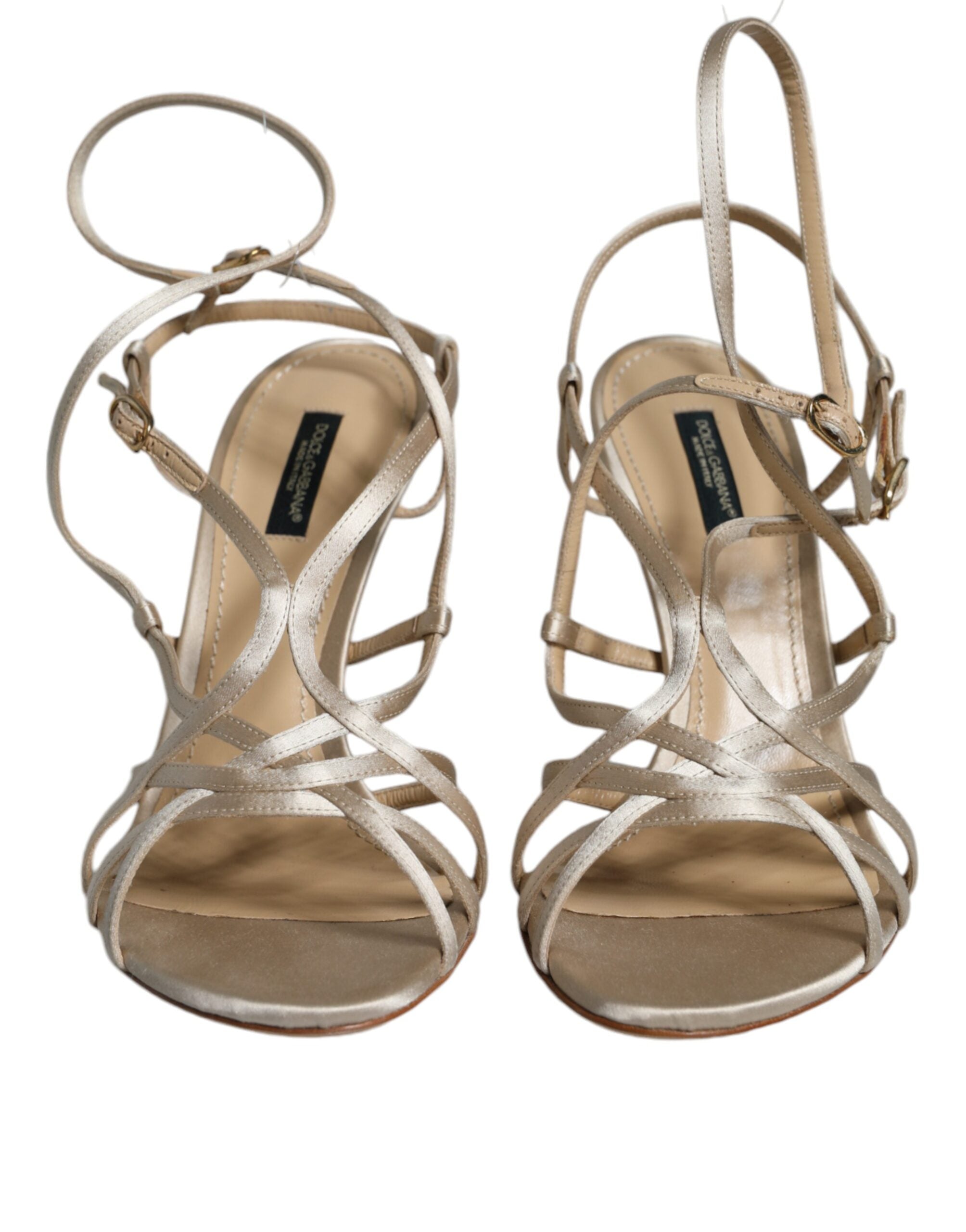 Dolce & Gabbana Beige Leather Stiletto Heels Sandals Shoes