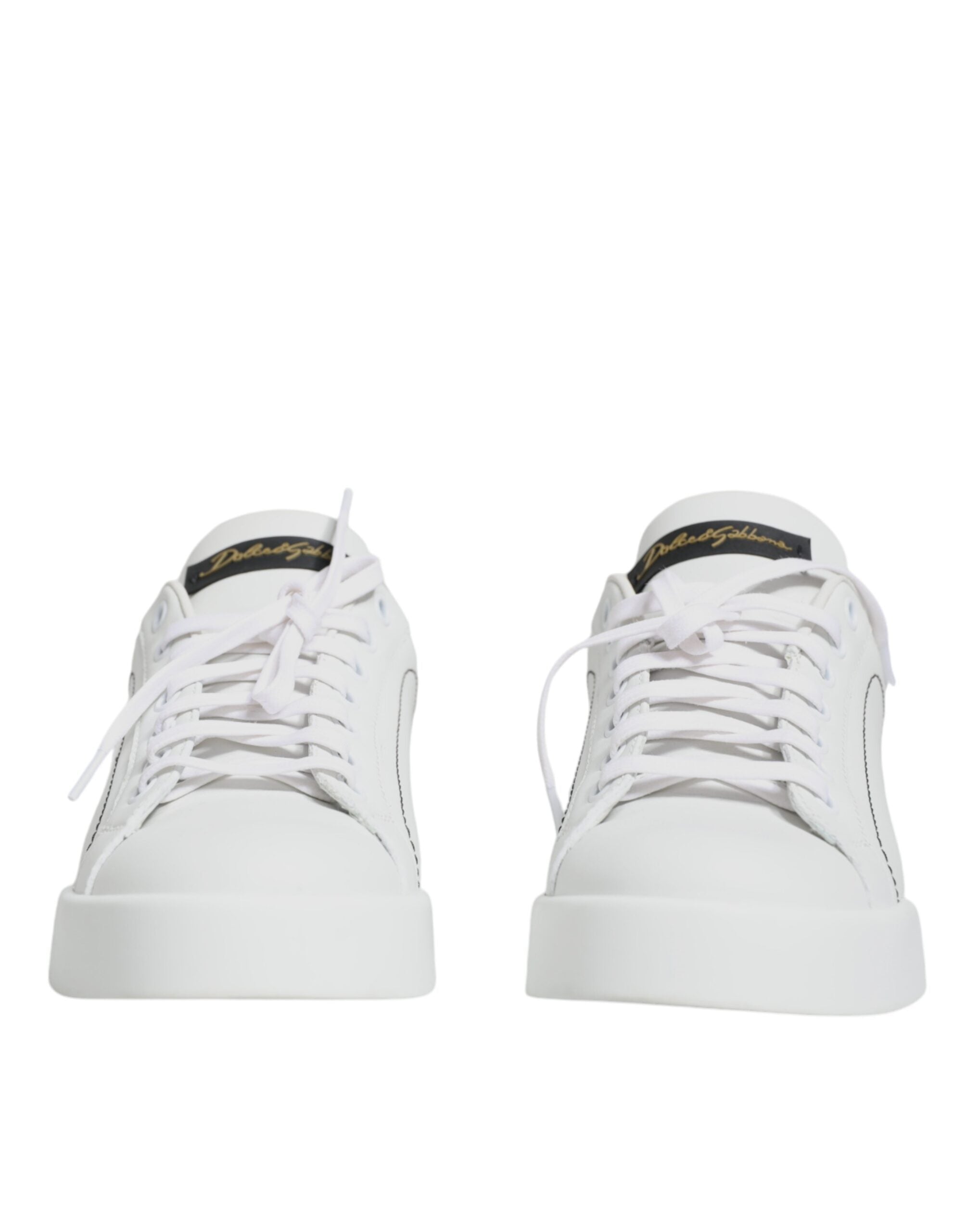 Dolce & Gabbana White Leather Portofino Low Top Sneaker Shoes