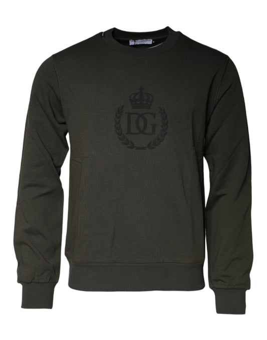 Dolce & Gabbana Army Green Crown Cotton Sweatshirt Sweater