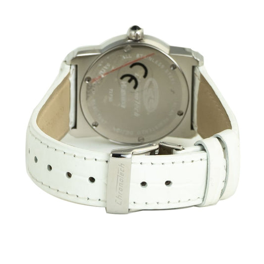 Chronotech White Leather Dress Watch