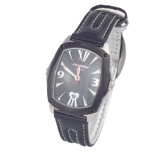 Chronotech Black Leather Dress Watch