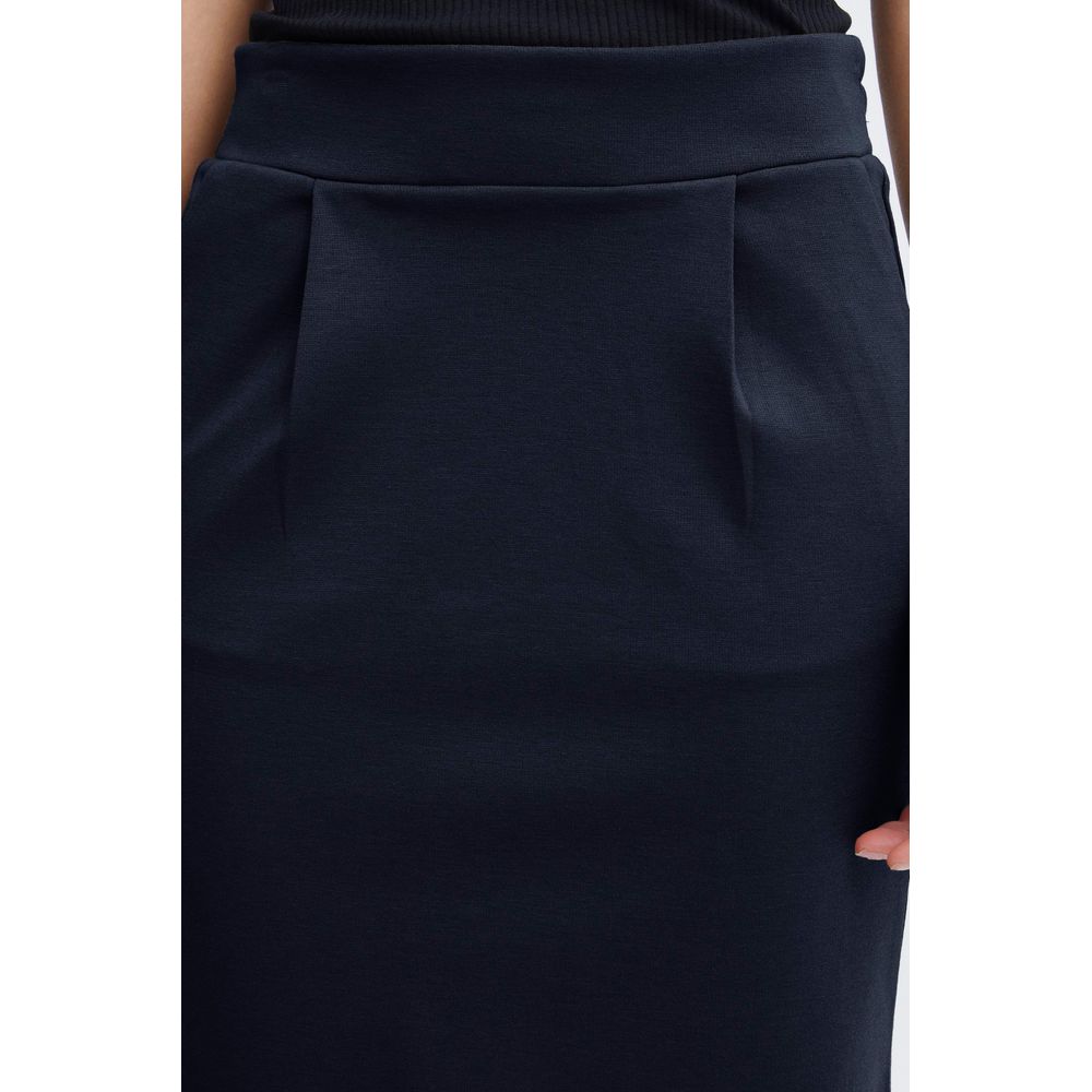 ICHI Blue Polyester Mini Skirt - Qutton