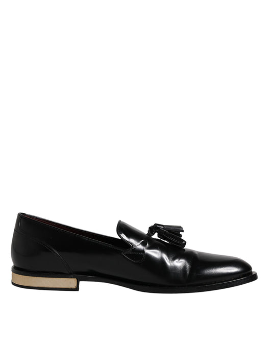 Dolce & Gabbana Black Calf Leather Loafers Mens Dress Shoes