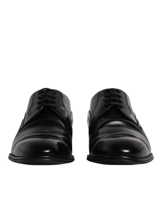 Dolce & Gabbana Black Leather Derby Formal Men Dress Shoes