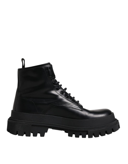 Dolce & Gabbana Black Mid Calf Trekking Men Boots Shoes