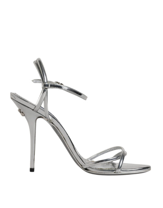 Dolce & Gabbana Silver Keira Ankle Strap Sandals Shoes