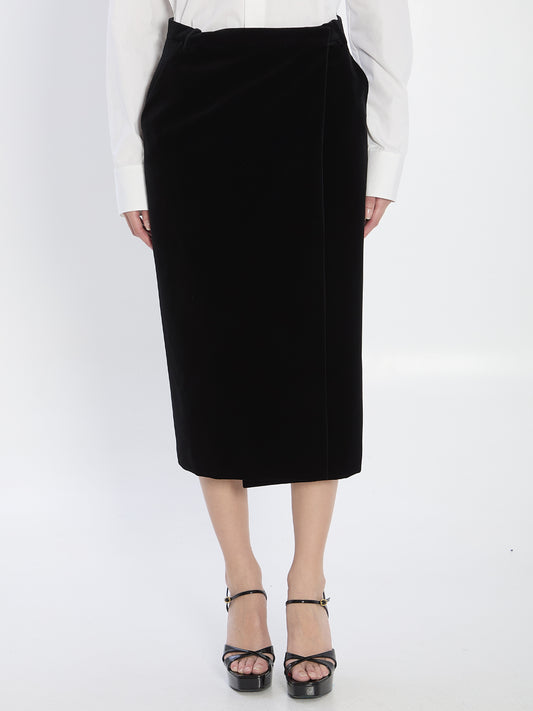 Wrap skirt in velvet