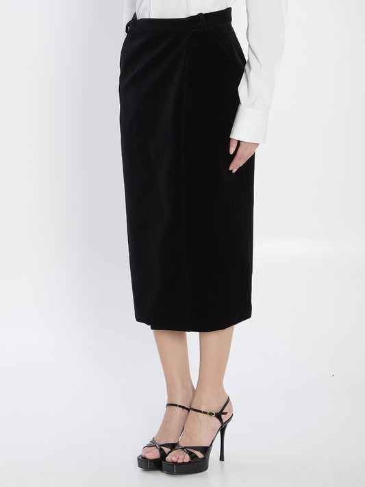 Wrap skirt in velvet