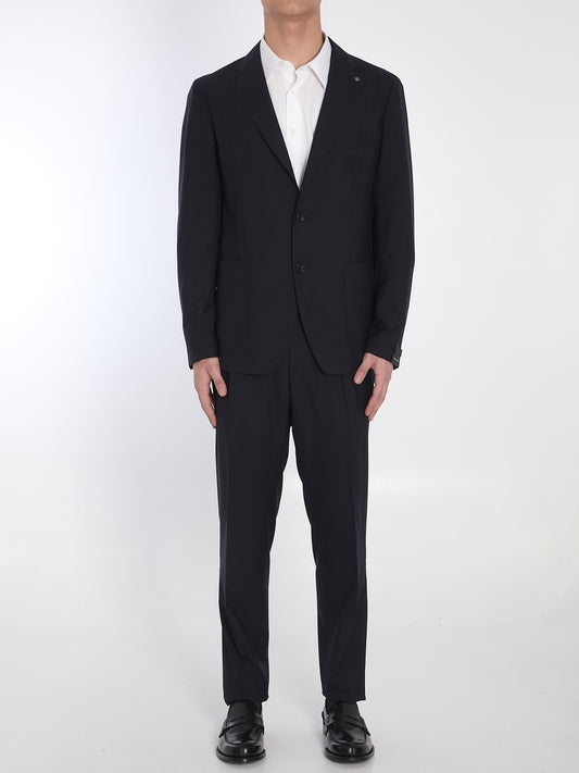 Two-piece suit in wool and silk blend