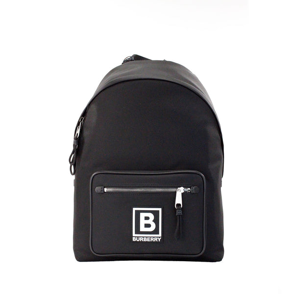 Burberry Abbeydale Branded Stamp Black Nylon Backpack Shoulder Bookbag