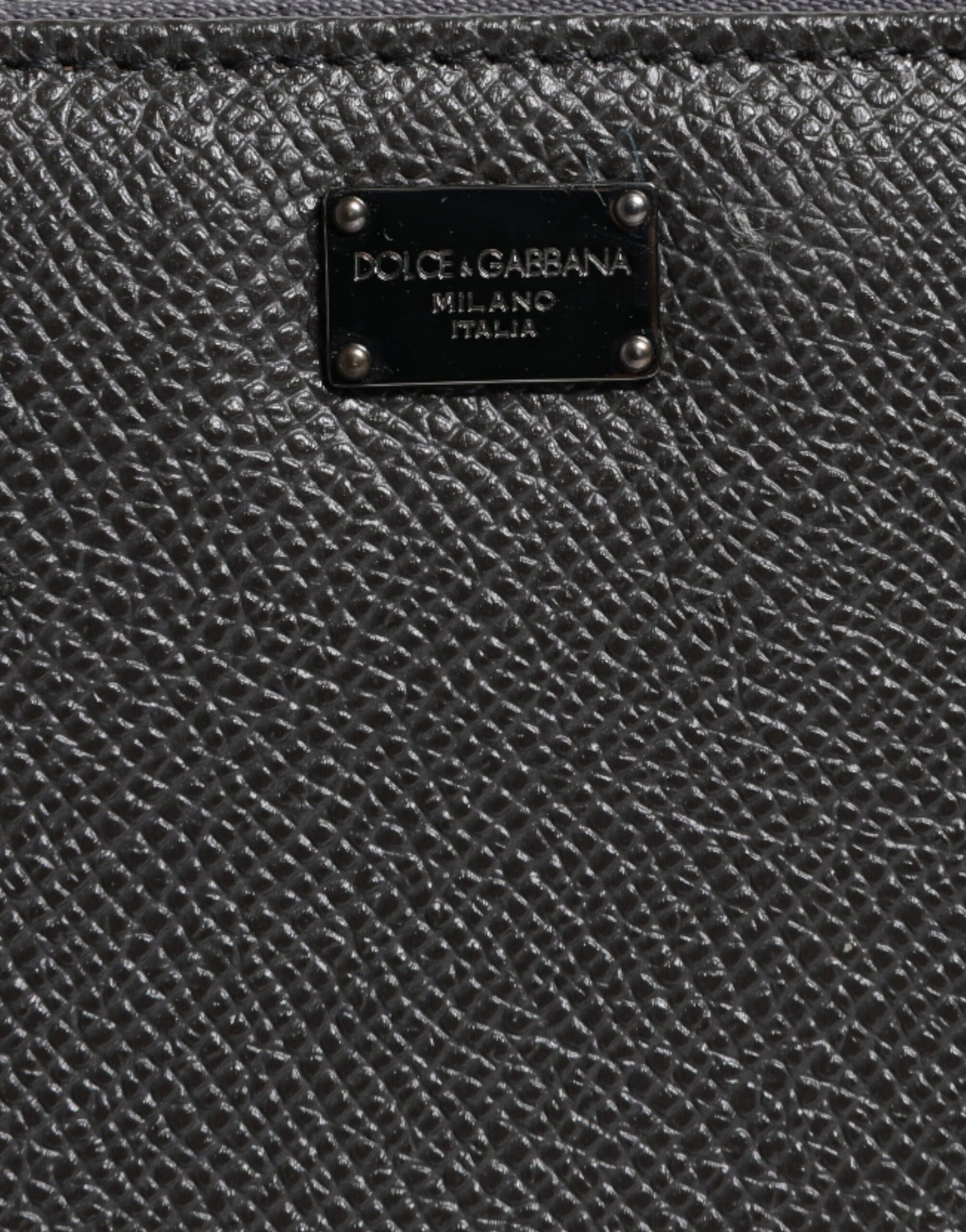 Dolce & Gabbana Dark Gray Leather DG Logo Zip Around Continental Wallet - Qutton
