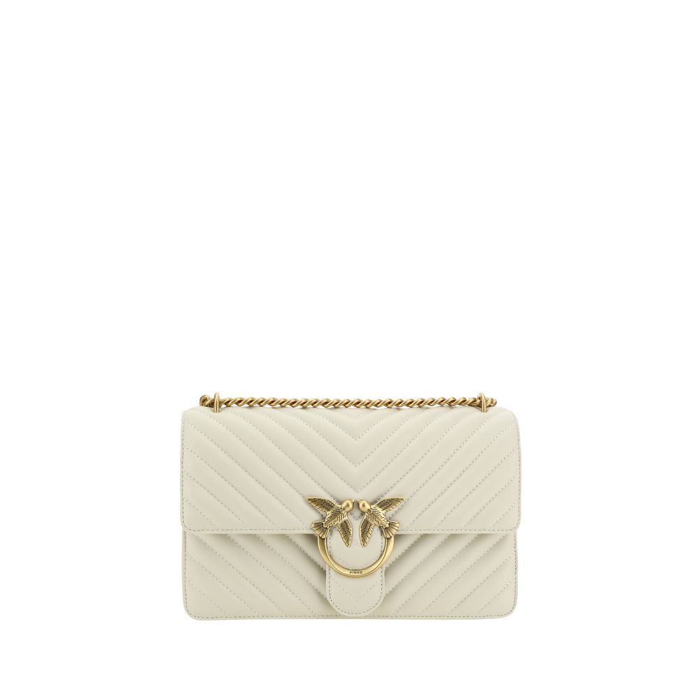 PINKO White Calf Leather Bos Taurus Shoulder Bag