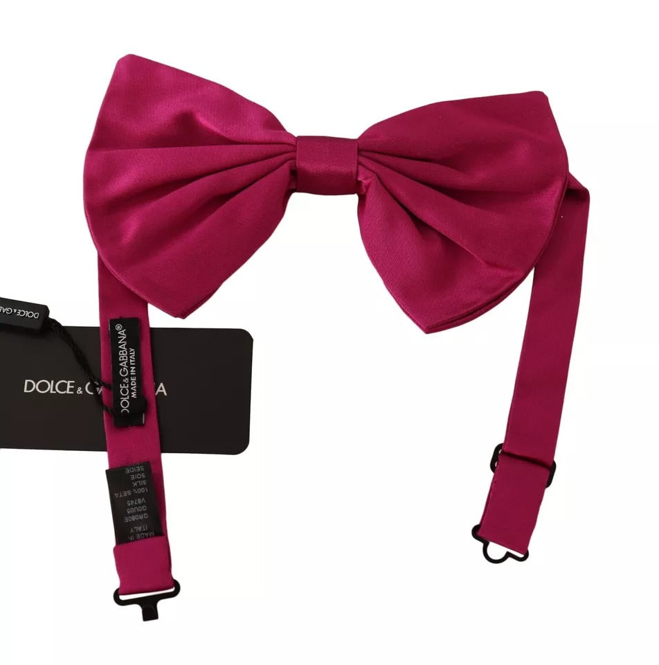 Dolce & Gabbana Pink 100% Silk Adjustable Neck Bow Tie Men