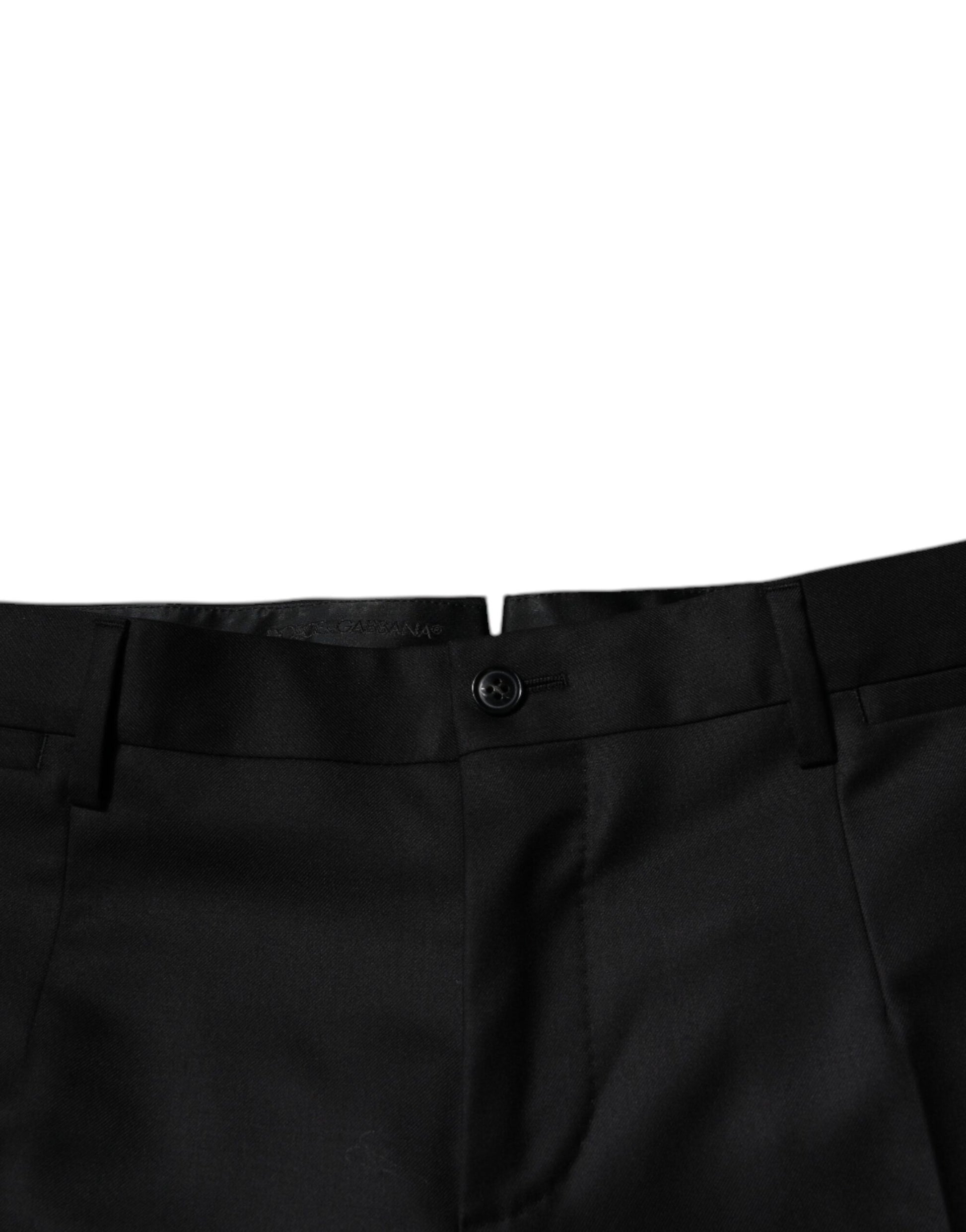 Dolce & Gabbana Black Wool Tapered Formal Dress Pants