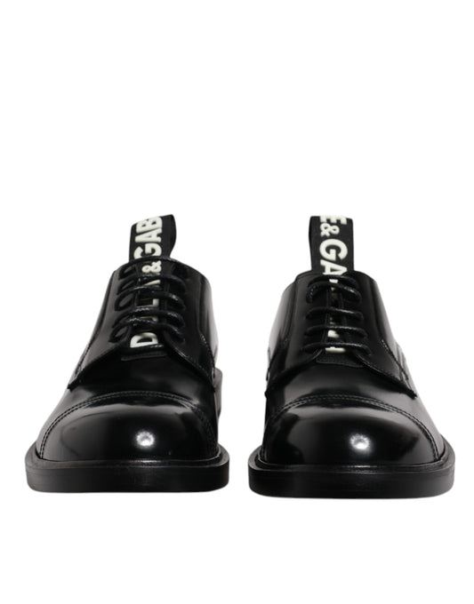 Dolce & Gabbana Black Patent Leather Derby Lace Up Formal Dress Shoes