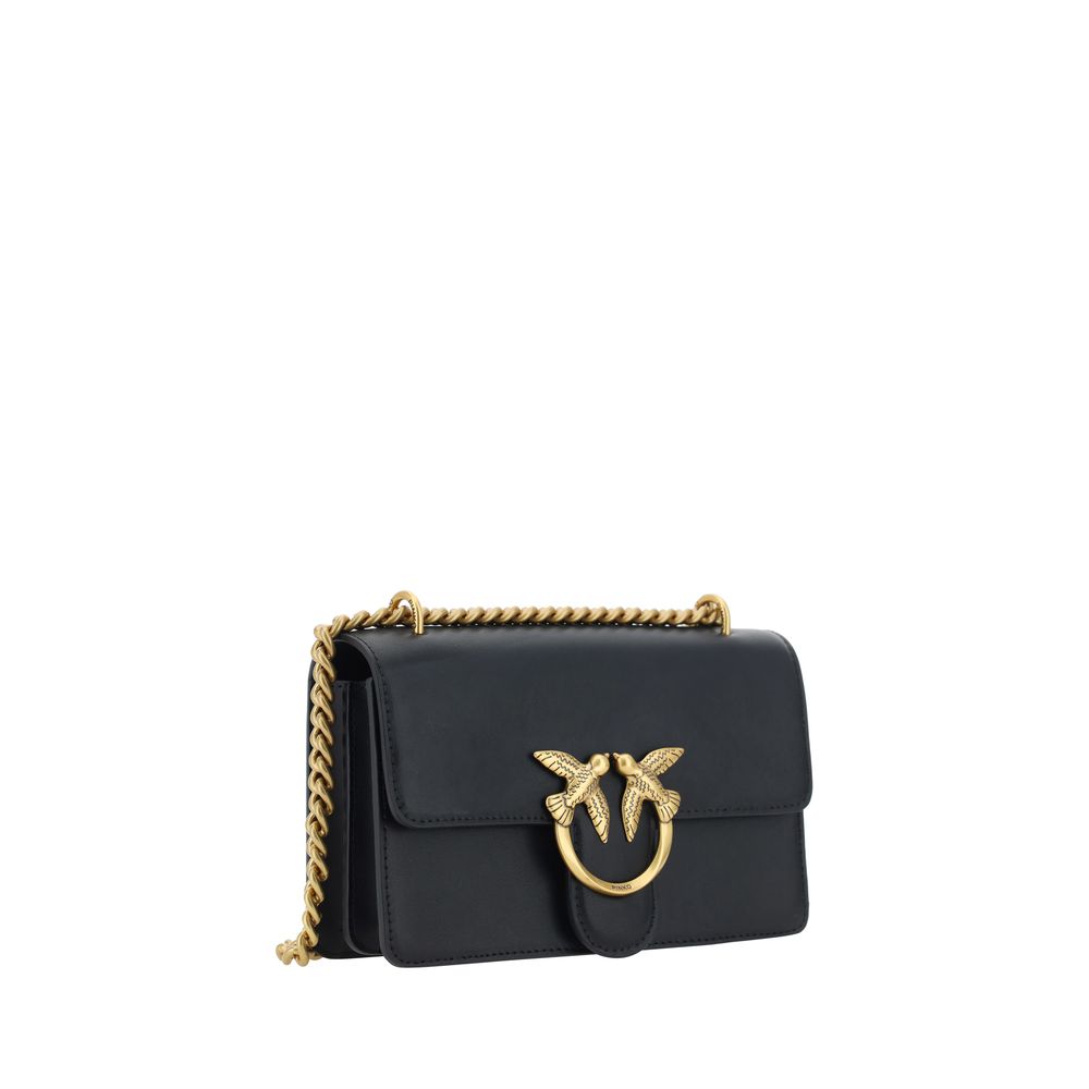 PINKO Black Calf Leather Bos Taurus Shoulder Bag - Qutton