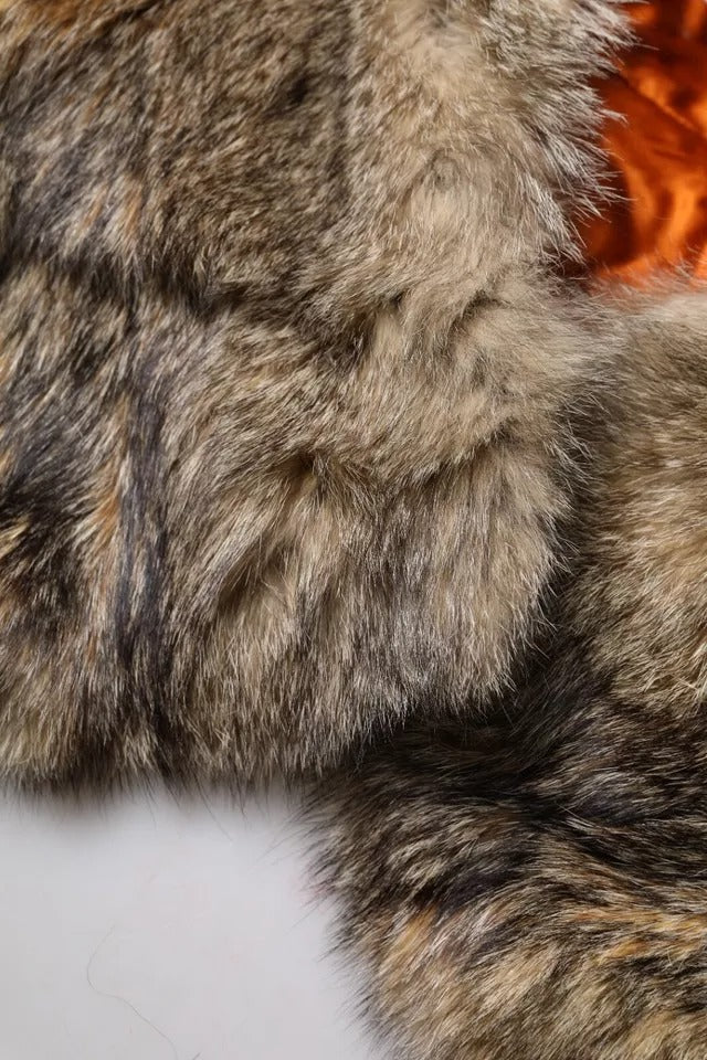 Dolce & Gabbana Brown Fur Shoulder Collar Neck Wrap Scarf