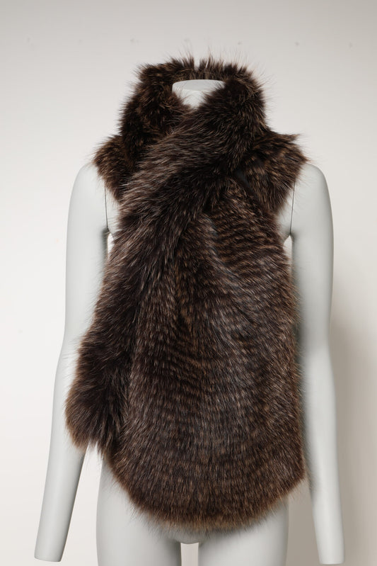 Dolce & Gabbana Brown Raccoon Fur Neck Warmer Winter Scarf