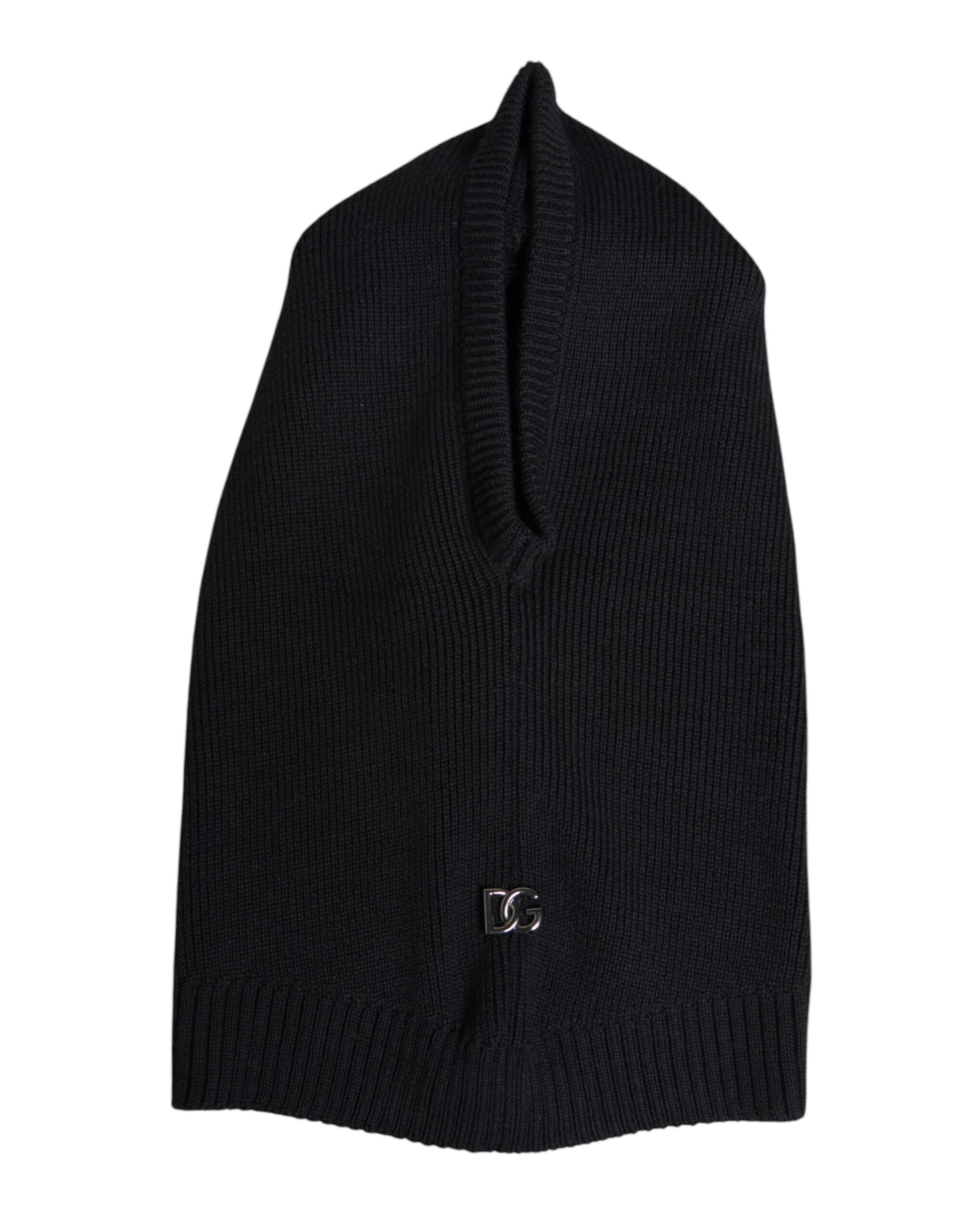 Dolce & Gabbana Black Wool Whole Head Wrap Balaclava Hat