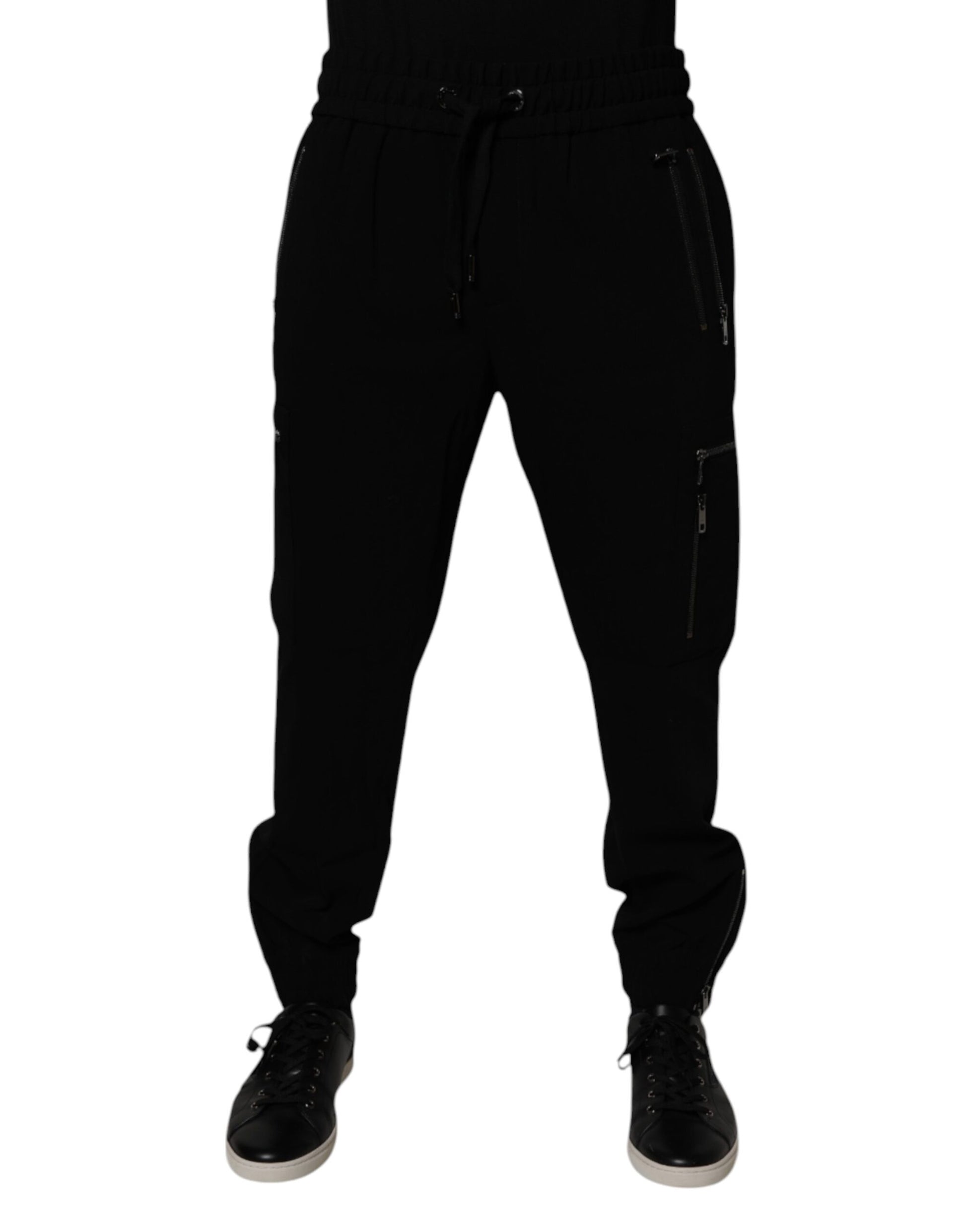 Dolce & Gabbana Black Wool Stretch Jogger Pants