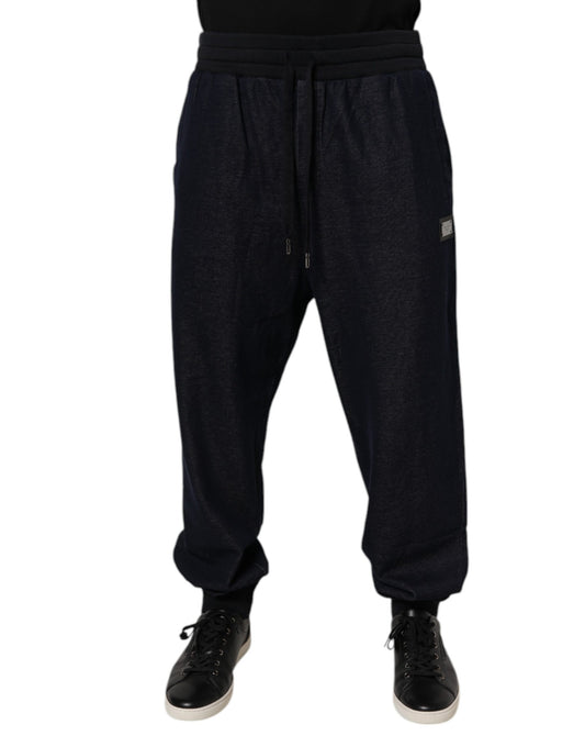 Dolce & Gabbana Black Jacquard Cotton Jogger Sweatpants Pants