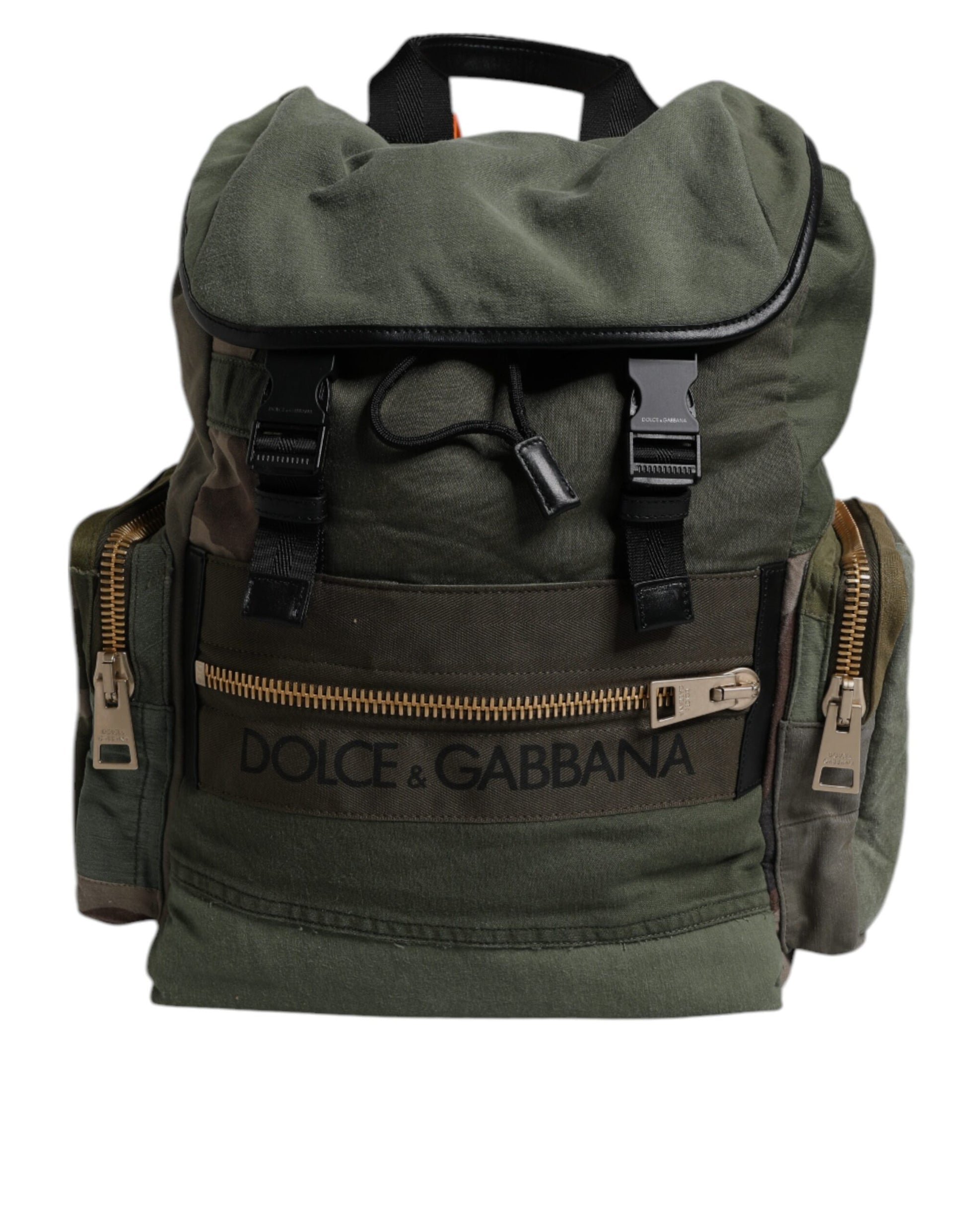 Dolce & Gabbana Military Green Patchwork Travel Backpack Bag