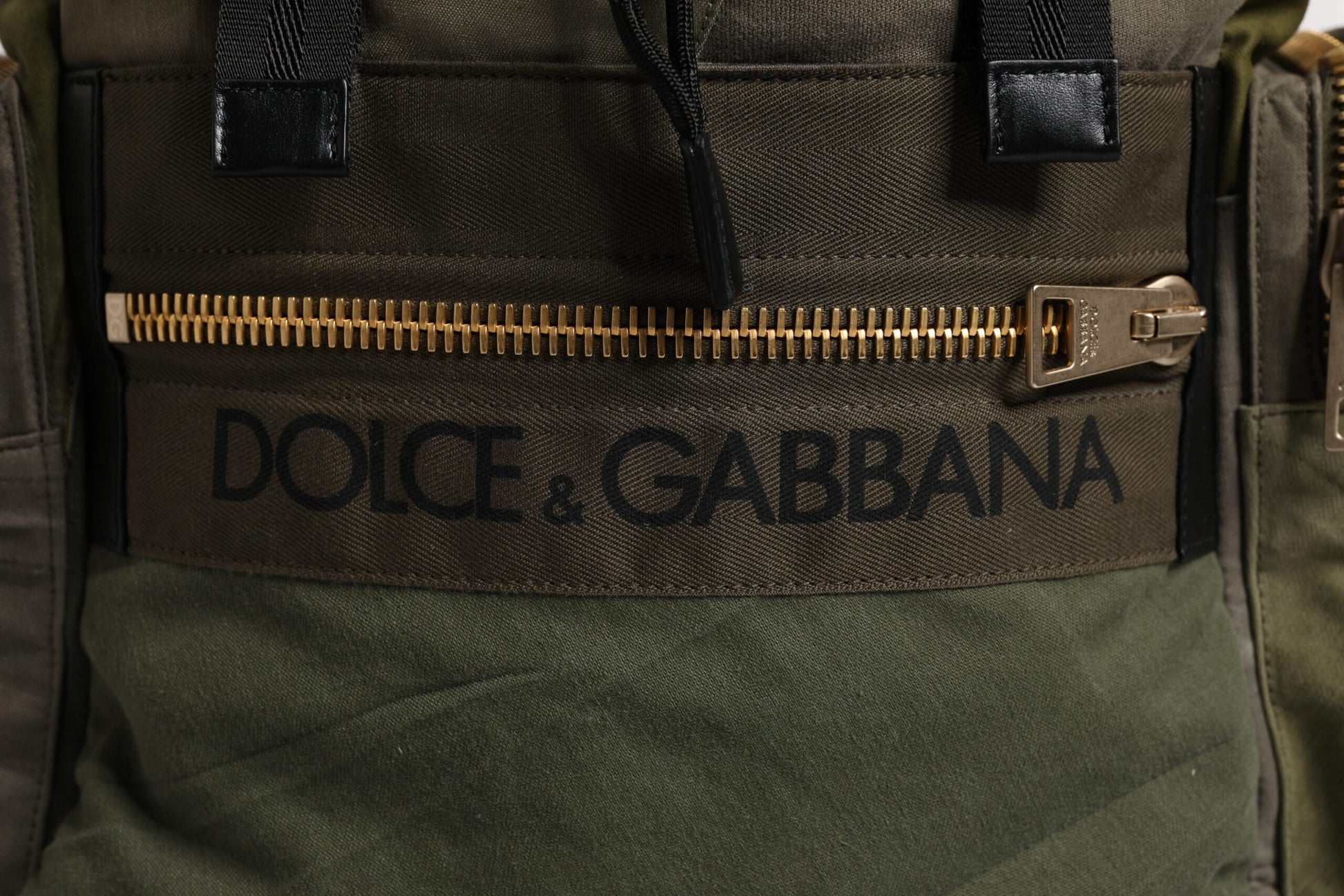 Dolce & Gabbana Military Green Patchwork School Backpack Bag