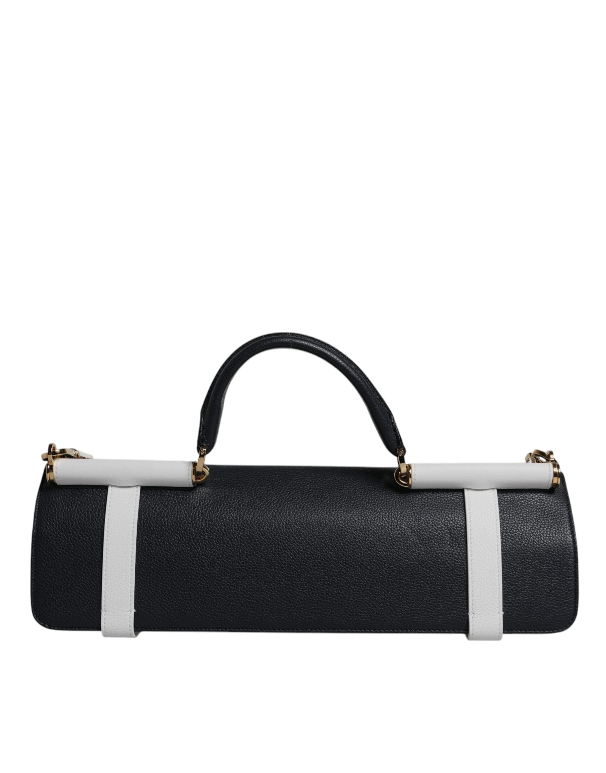 Dolce & Gabbana Blue White Calfskin Leather Crossbody Shoulder Bag