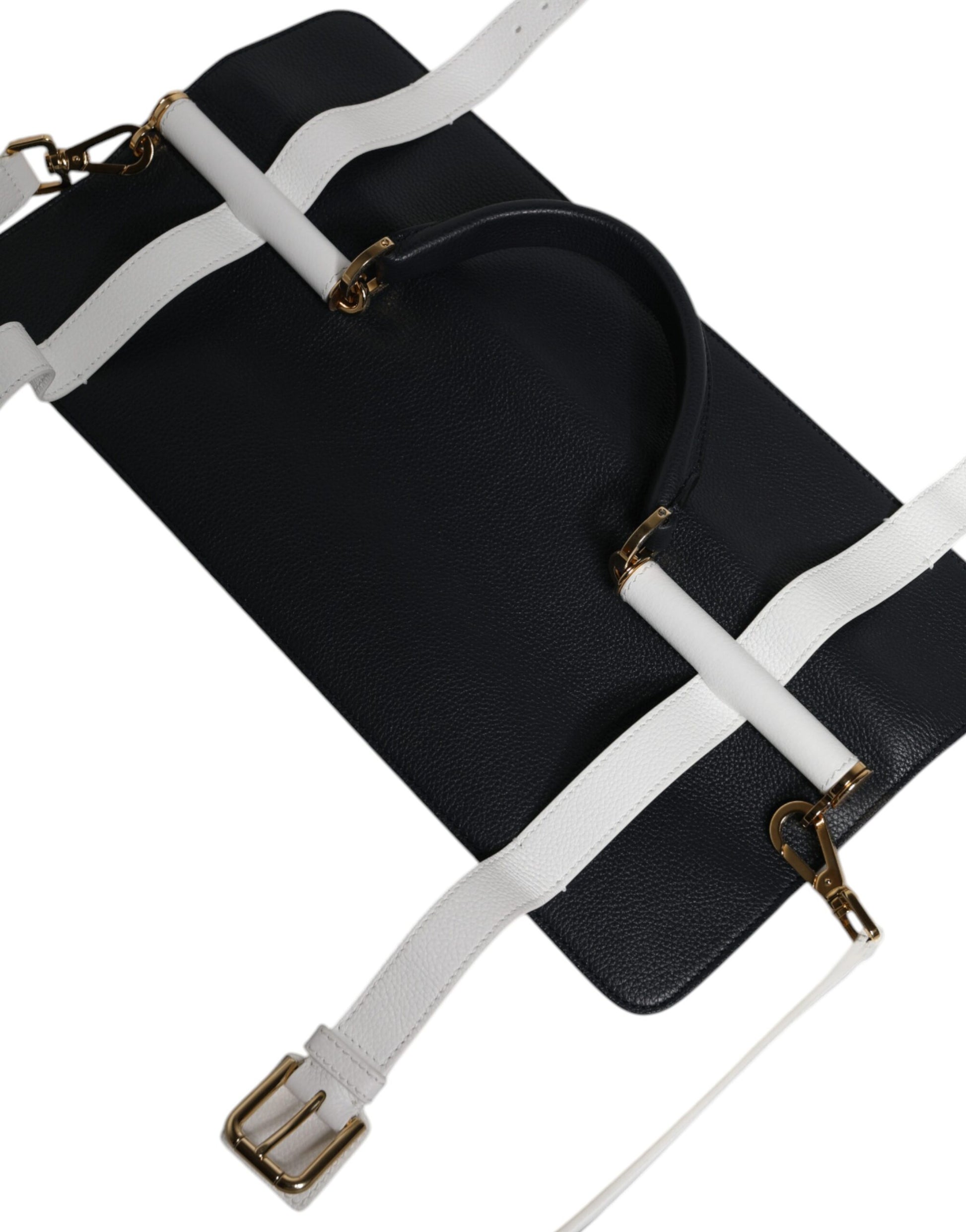 Dolce & Gabbana Blue White Calfskin Leather Crossbody Shoulder Bag