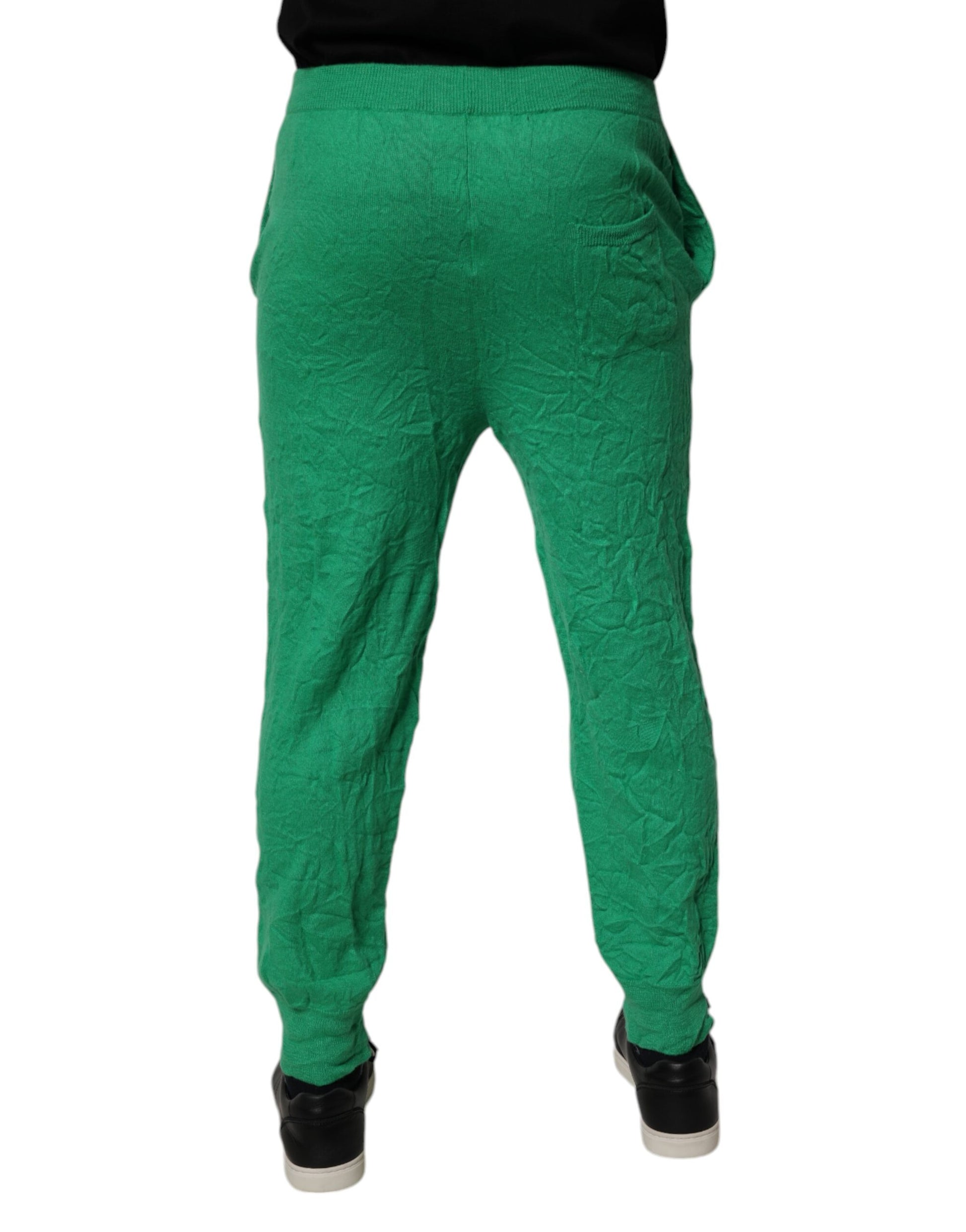 Dsquared² Green Cotton Elastic Waist Men Casual Pants
