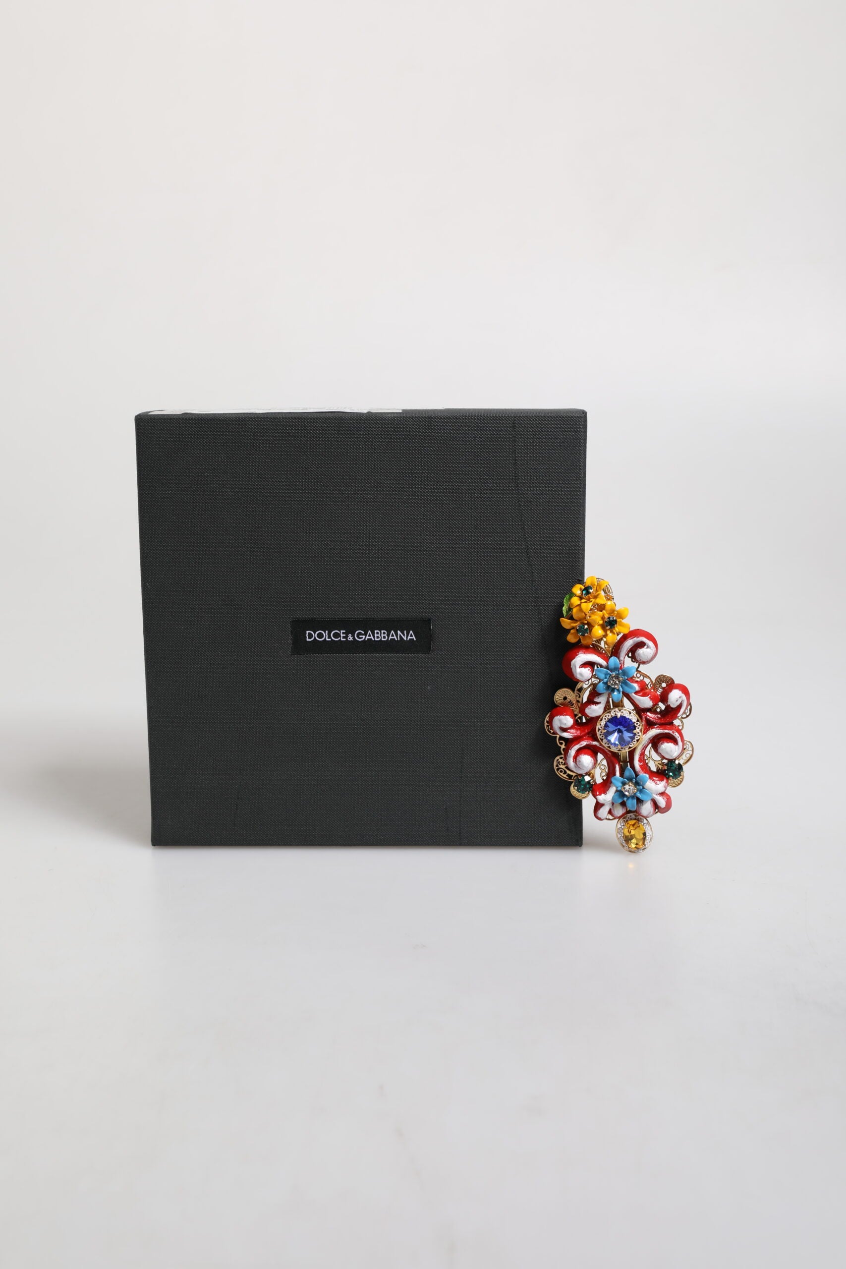 Dolce & Gabbana Multicolor Spring CARRETTO Gold Brass Crystal Hair Clip