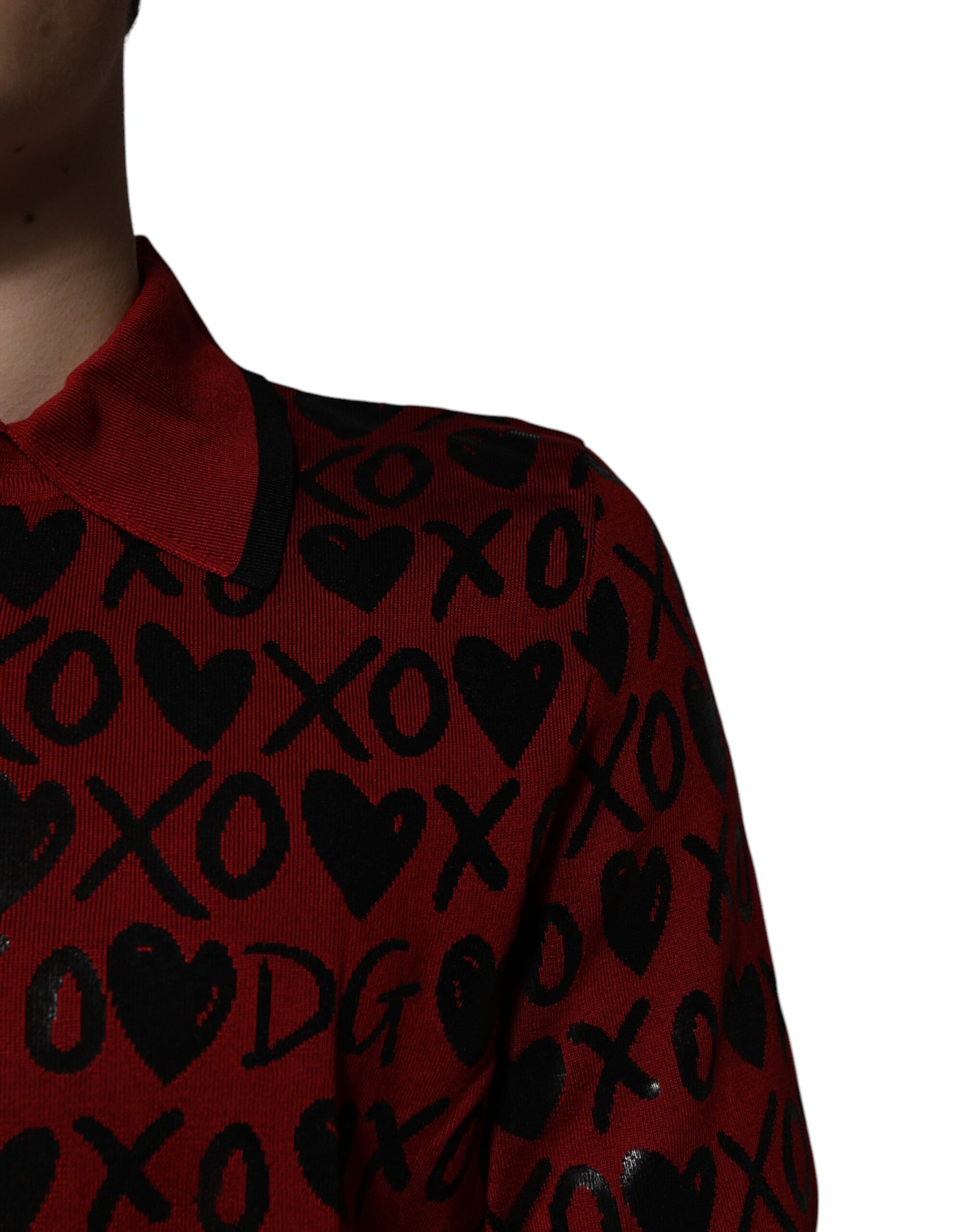 Dolce & Gabbana Red Cotton XOXO Collared Polo T-shirt