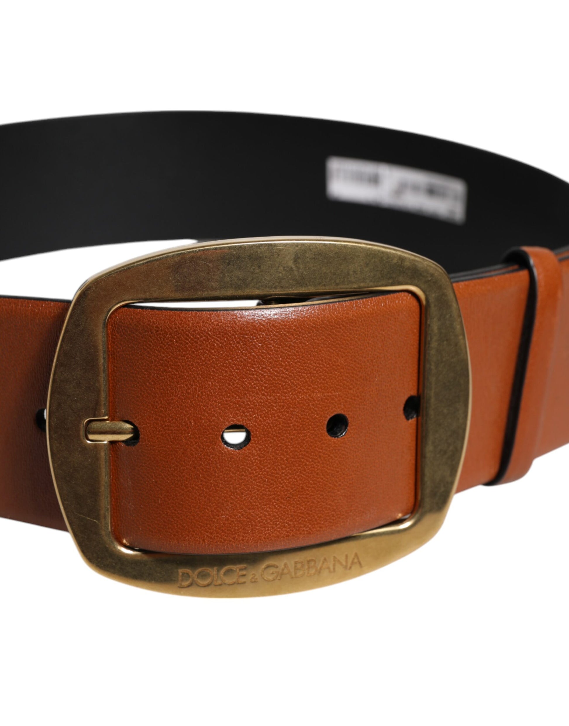 Dolce & Gabbana Brown Leather Gold Metal Buckle Classic Belt