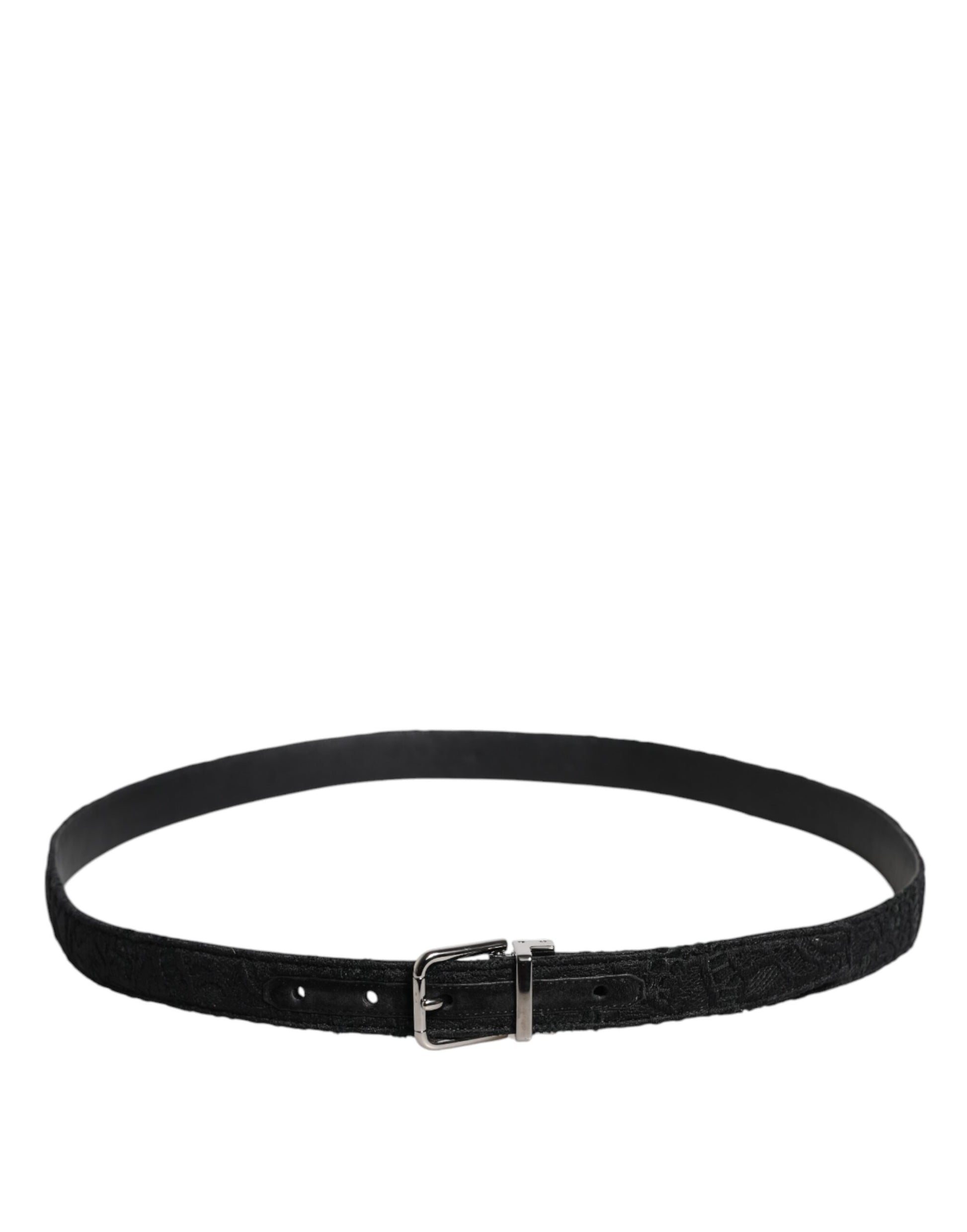 Dolce & Gabbana Black Cotton Blend Silver Metal Buckle Belt
