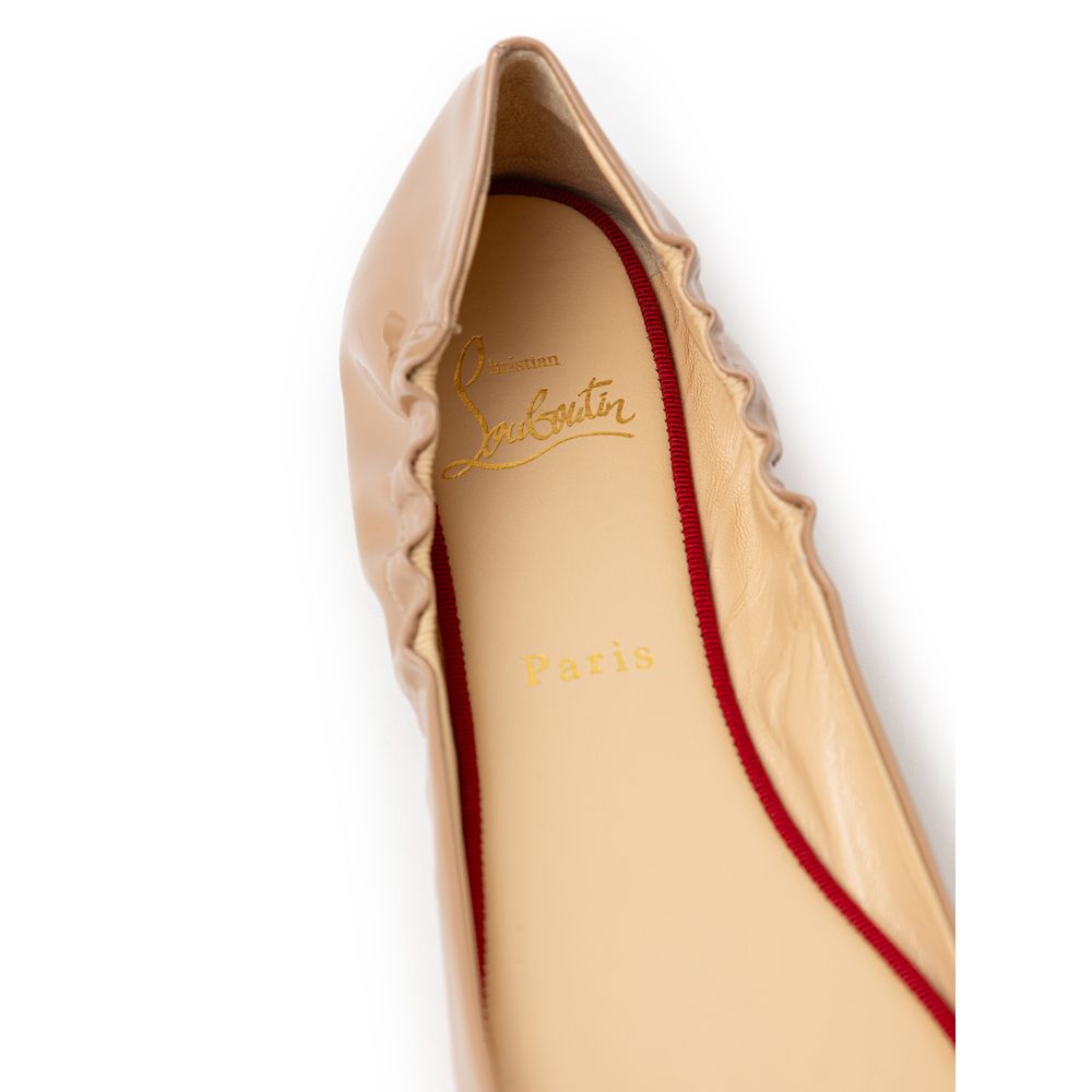 Christian Louboutin Beige Patent Leather Ballet Flats