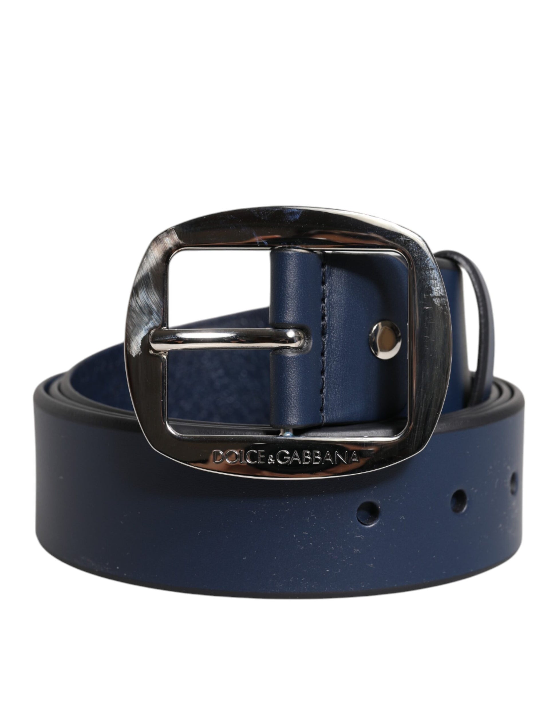 Dolce & Gabbana Blue Calf Leather Classic Metal Buckle Belt - Qutton