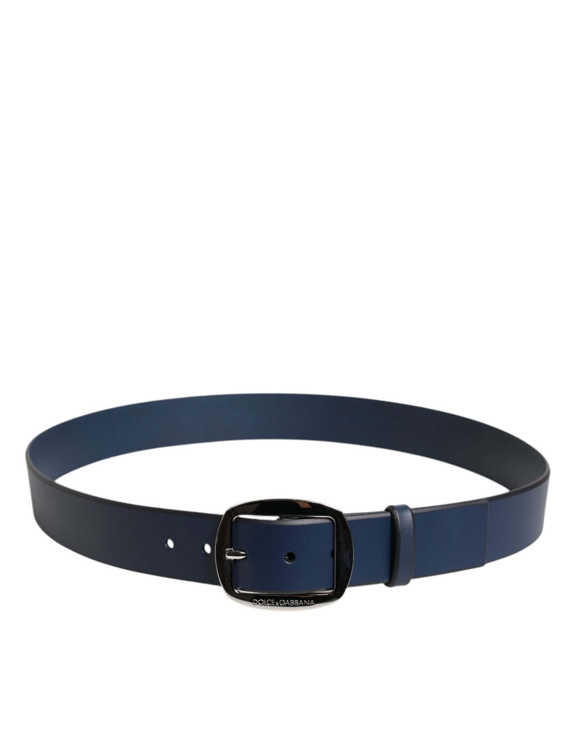 Dolce & Gabbana Blue Calf Leather Classic Metal Buckle Belt - Qutton