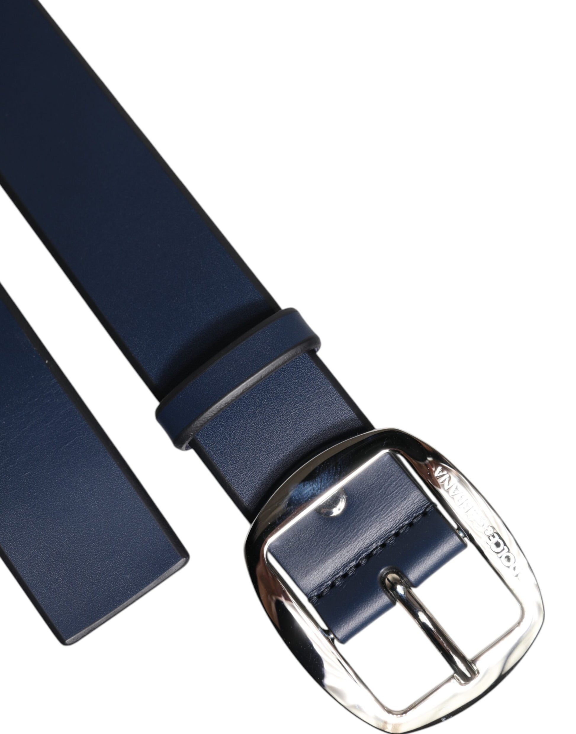 Dolce & Gabbana Blue Calf Leather Classic Metal Buckle Belt - Qutton