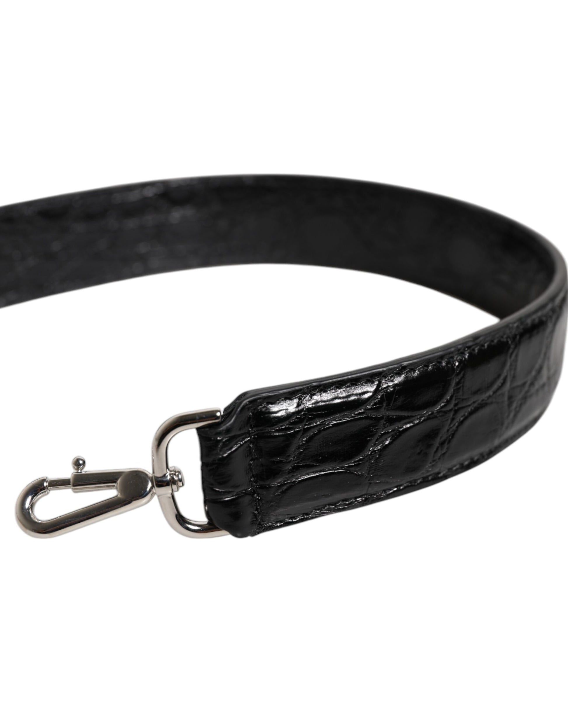Dolce & Gabbana Black Alligator Leather Bag Shoulder Strap