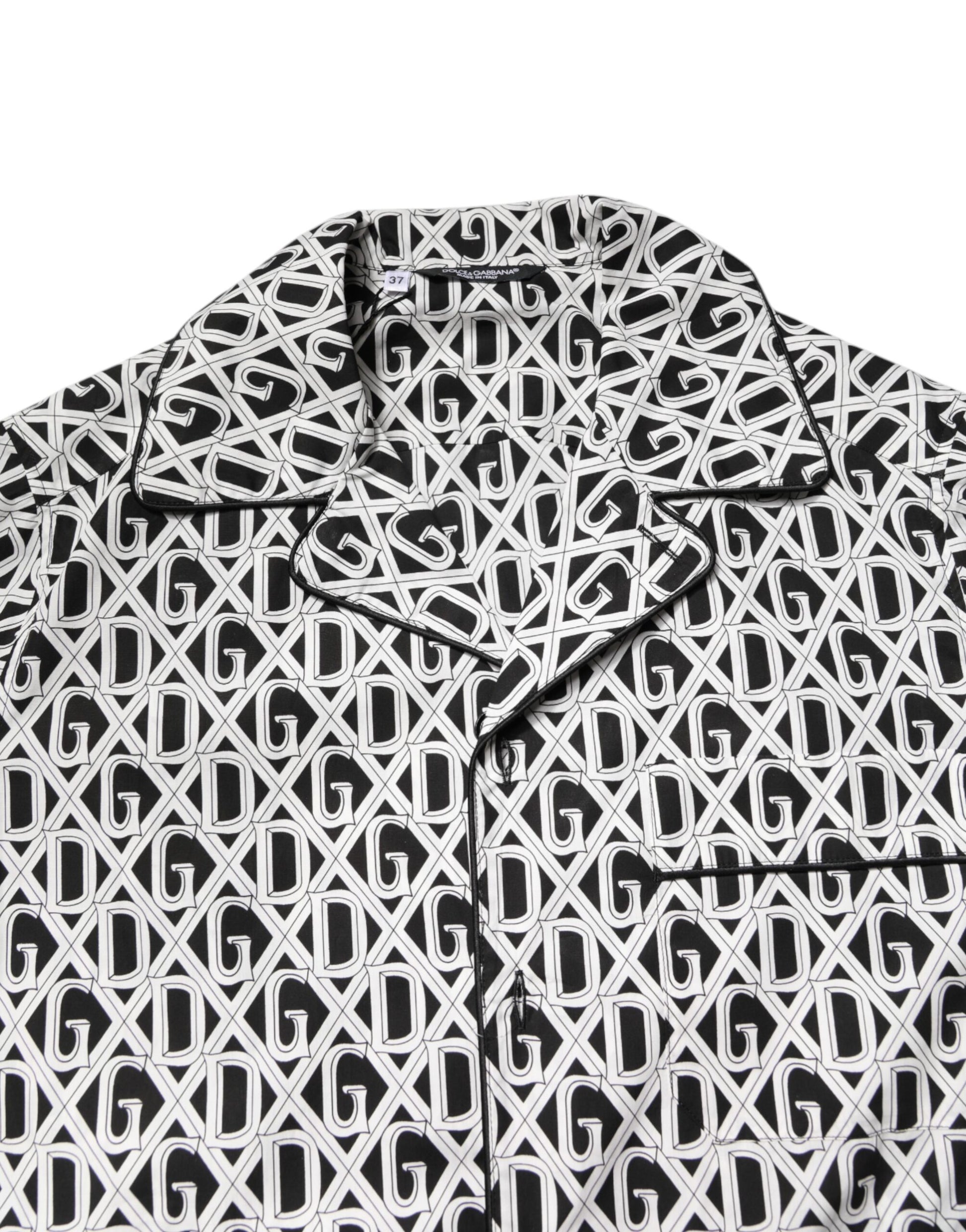 Dolce & Gabbana Black White DG Print Cotton Pajama Set Sleepwear