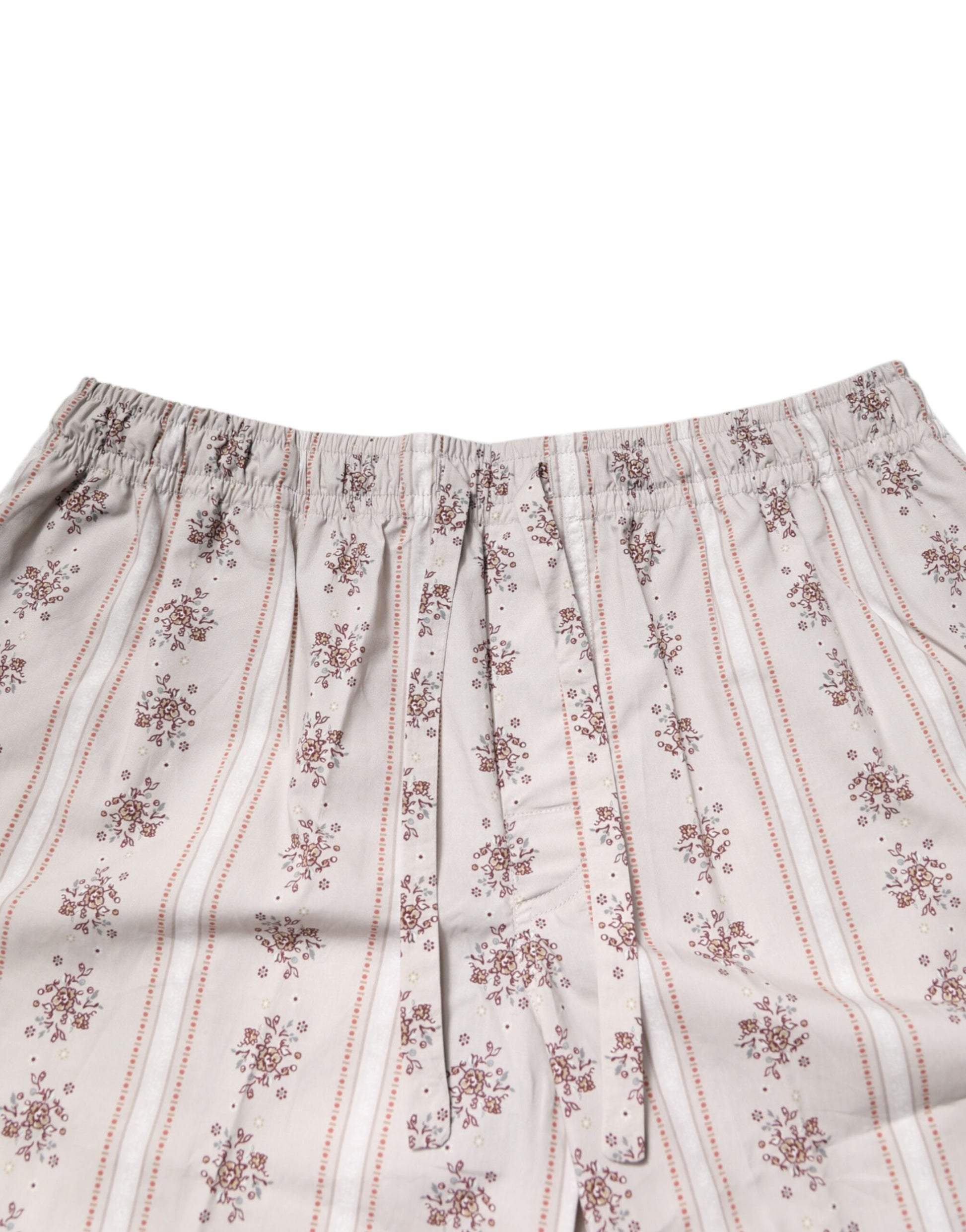 Dolce & Gabbana Beige Floral Print Cotton Men Pajama Set Sleepwear