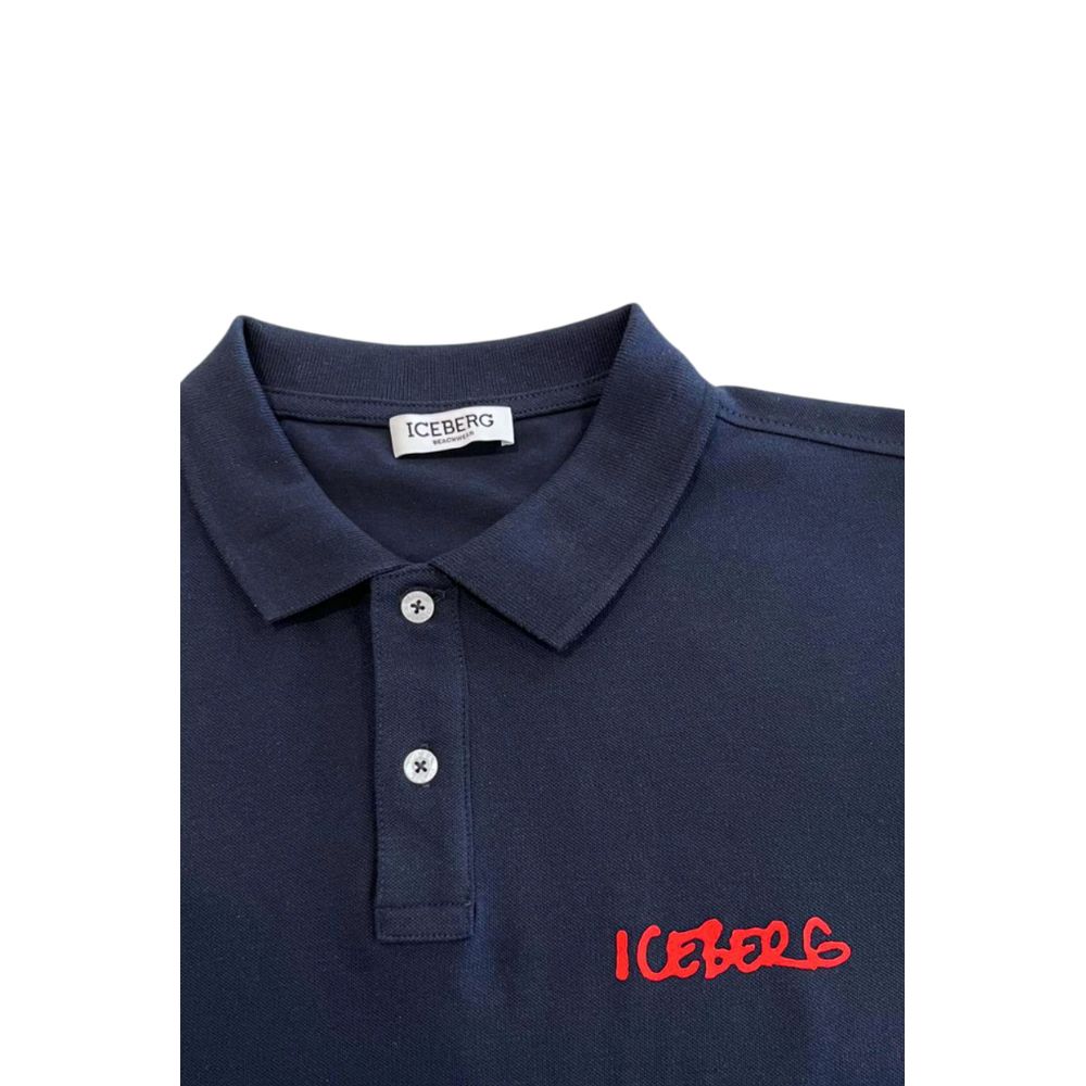 Iceberg Blue Cotton Men Polo Shirt