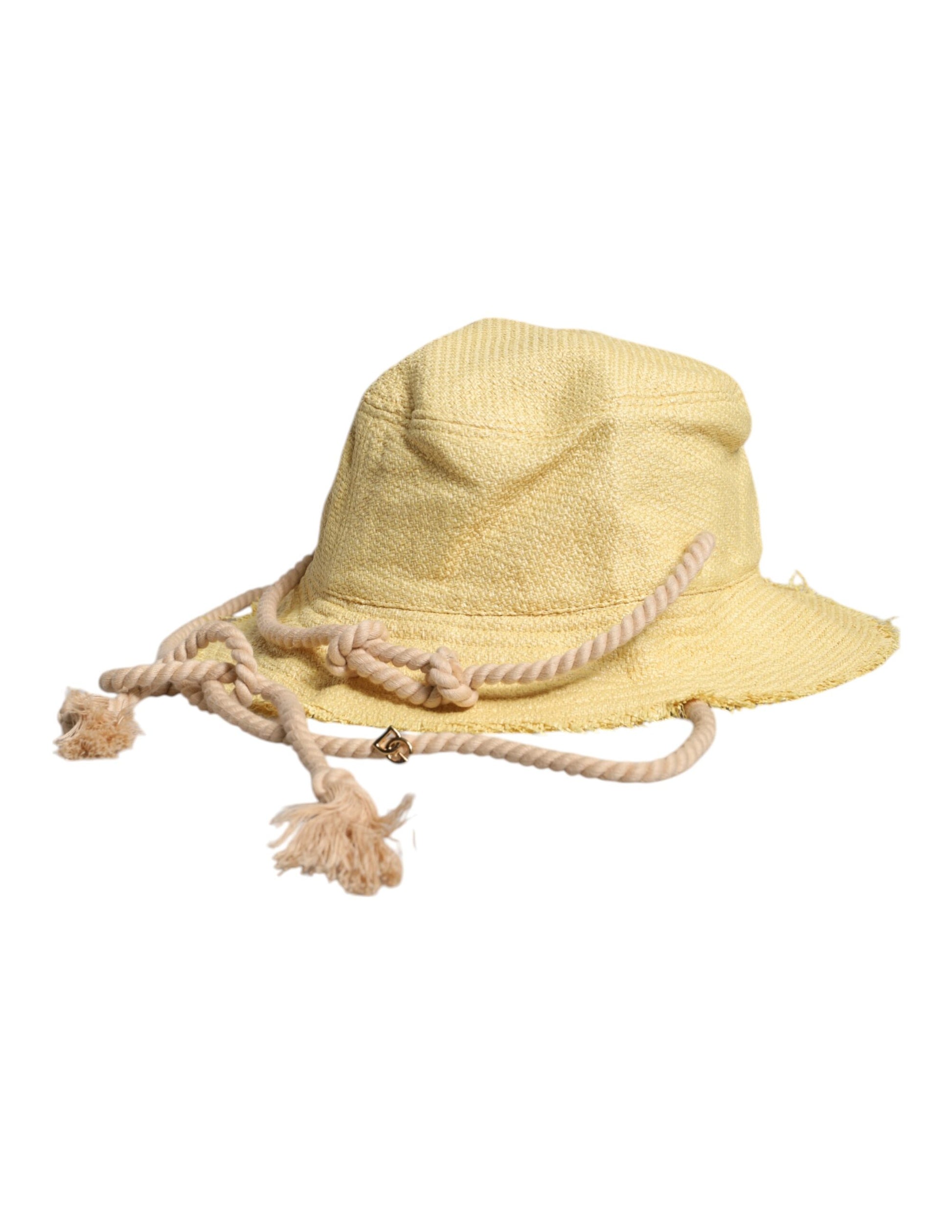Dolce & Gabbana Yellow Cotton Wide Brim Bucket