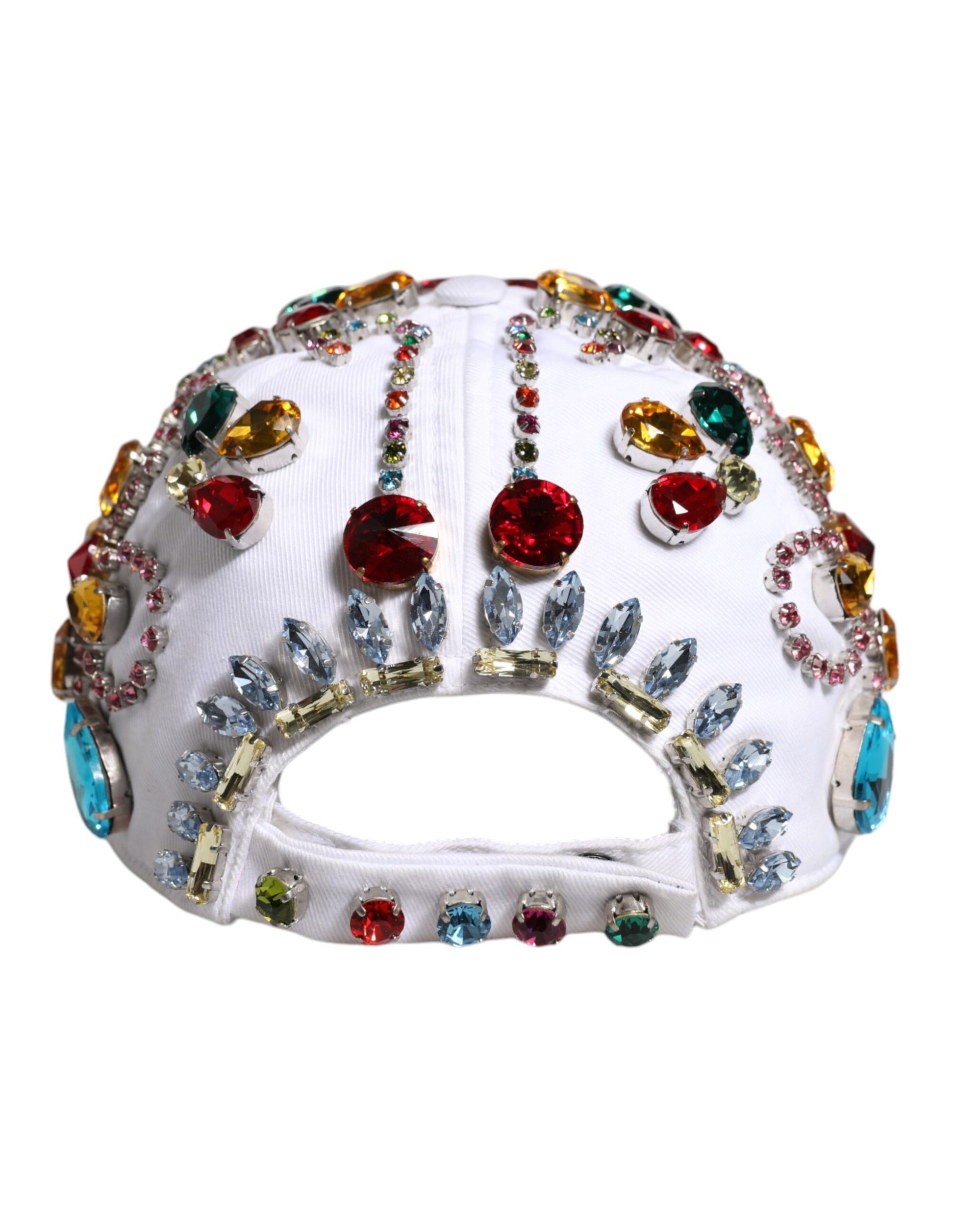 Dolce & Gabbana White Multicolor Crystal Embellish Baseball Cap