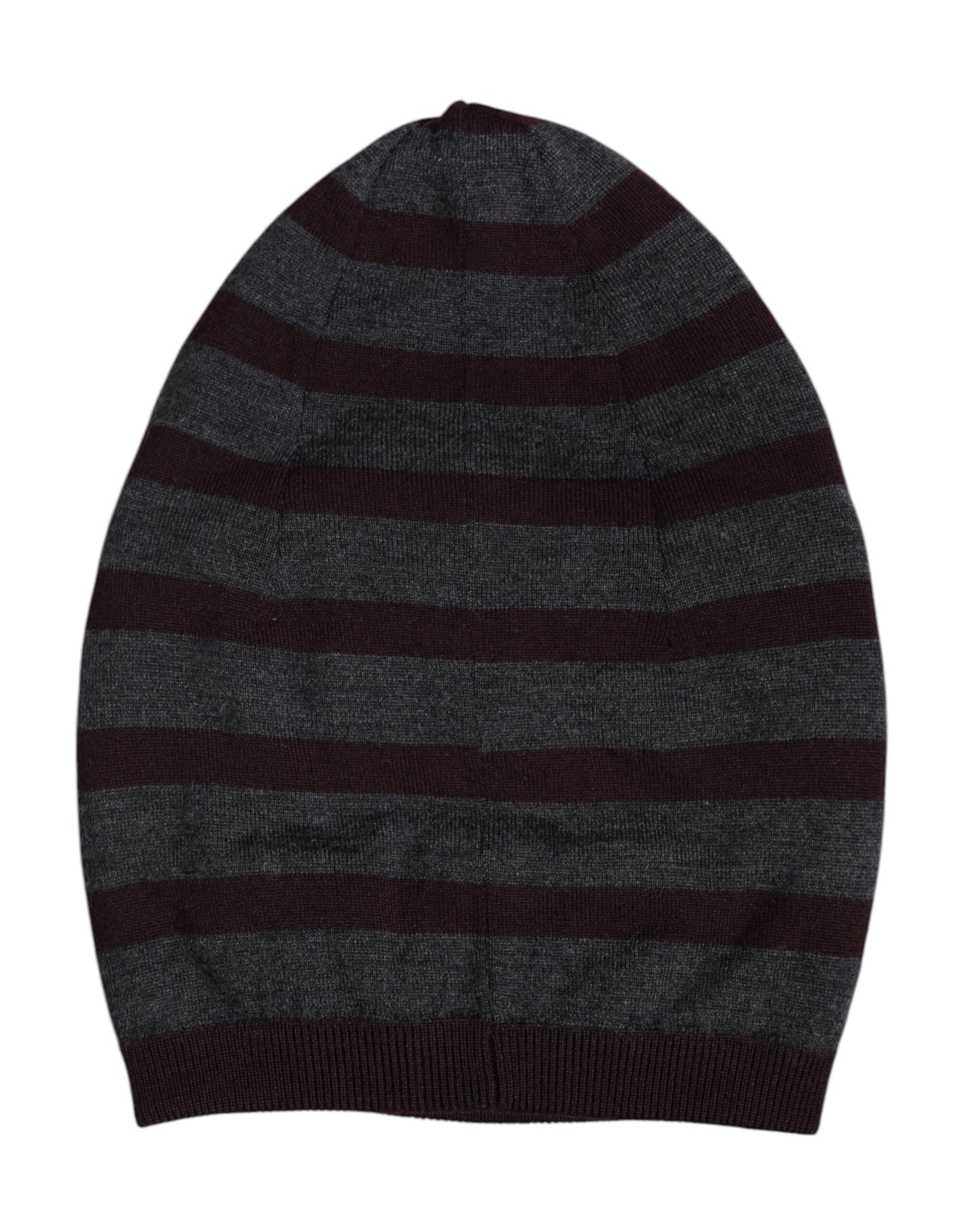Dolce & Gabbana Gray Striped Wool Knitted Winter Beanie Hat