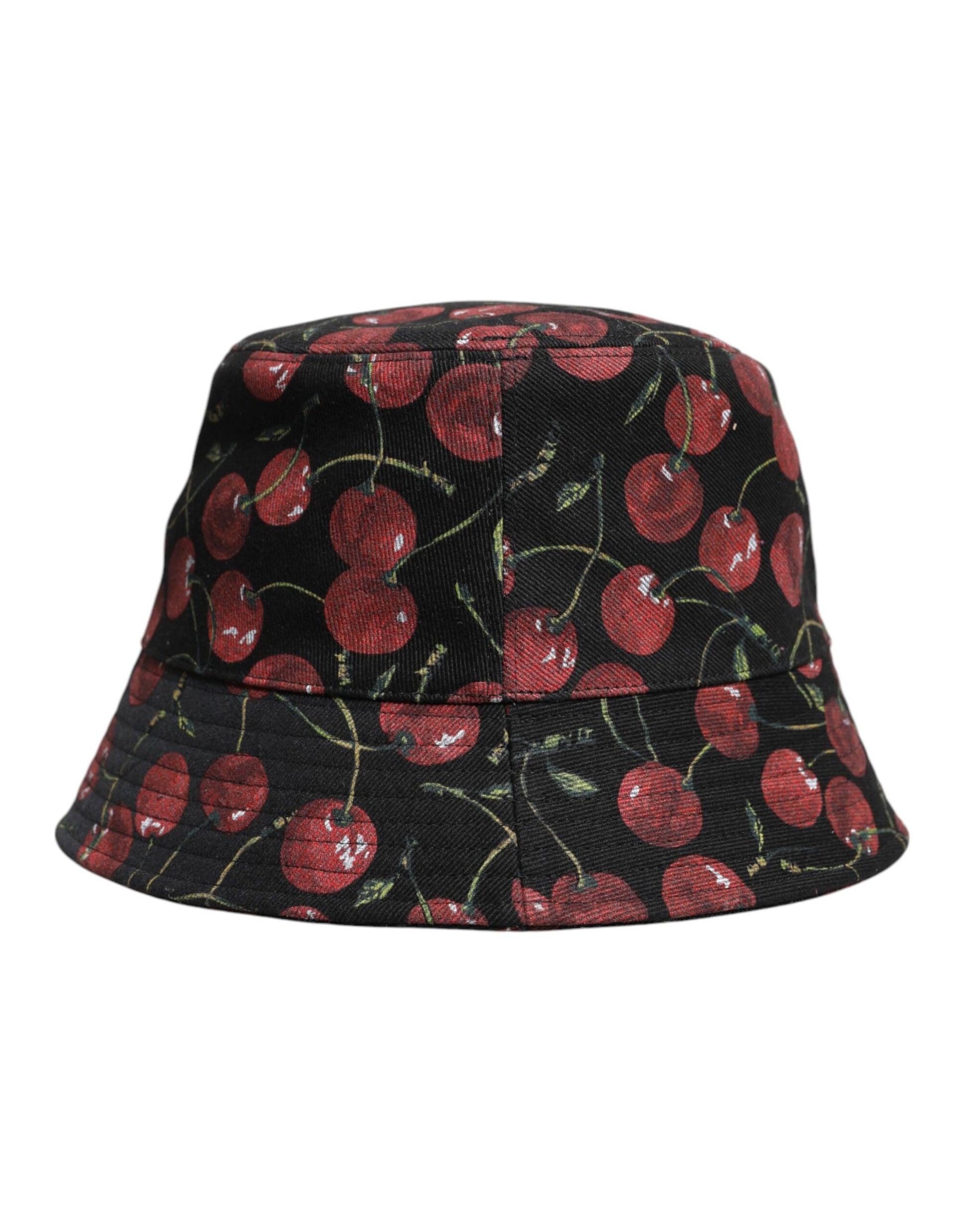 Dolce & Gabbana Black Cotton Printed Wide Brim Bucket Hat