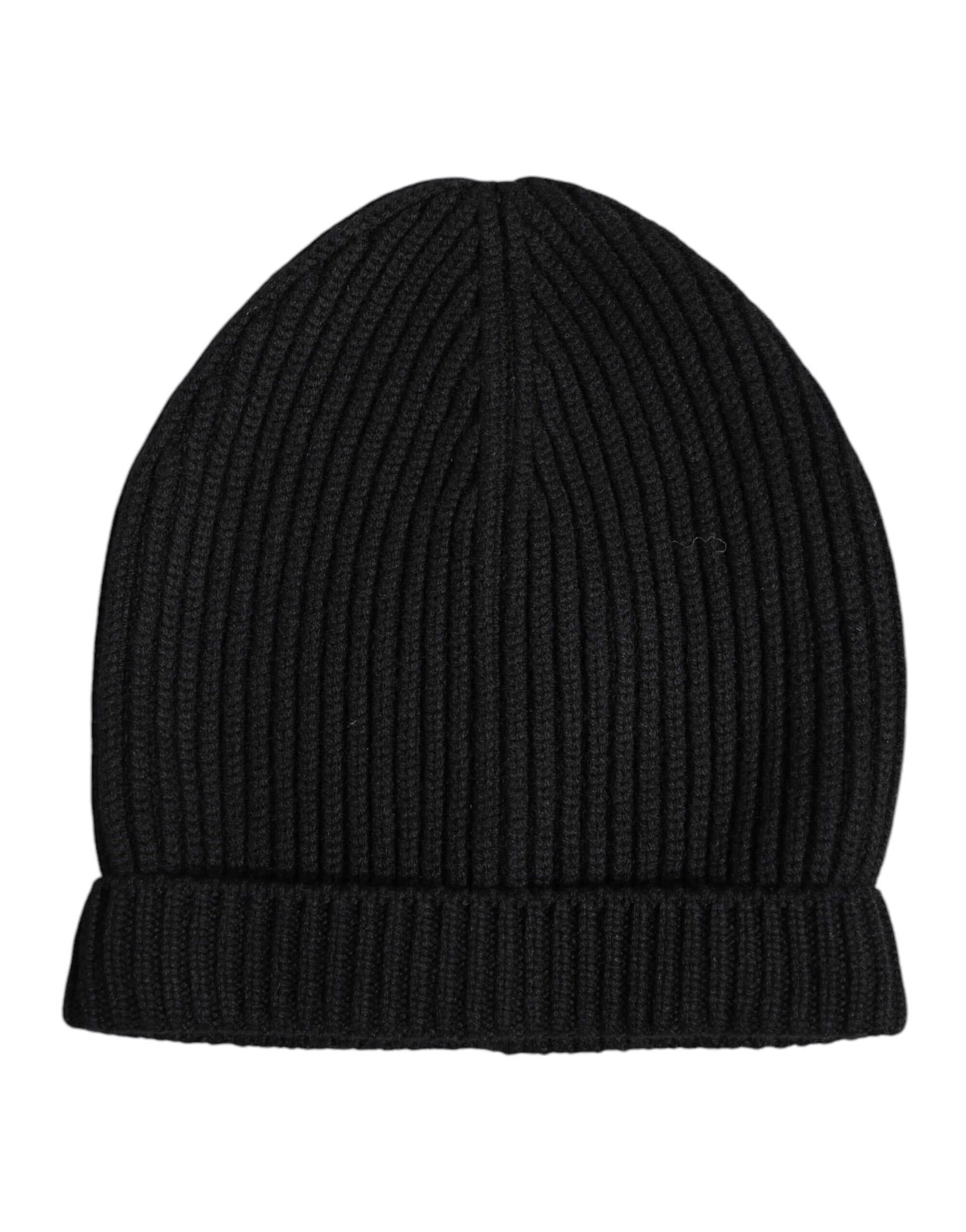 Dolce & Gabbana Black Cashmere Knitted Winter Beanie Hat